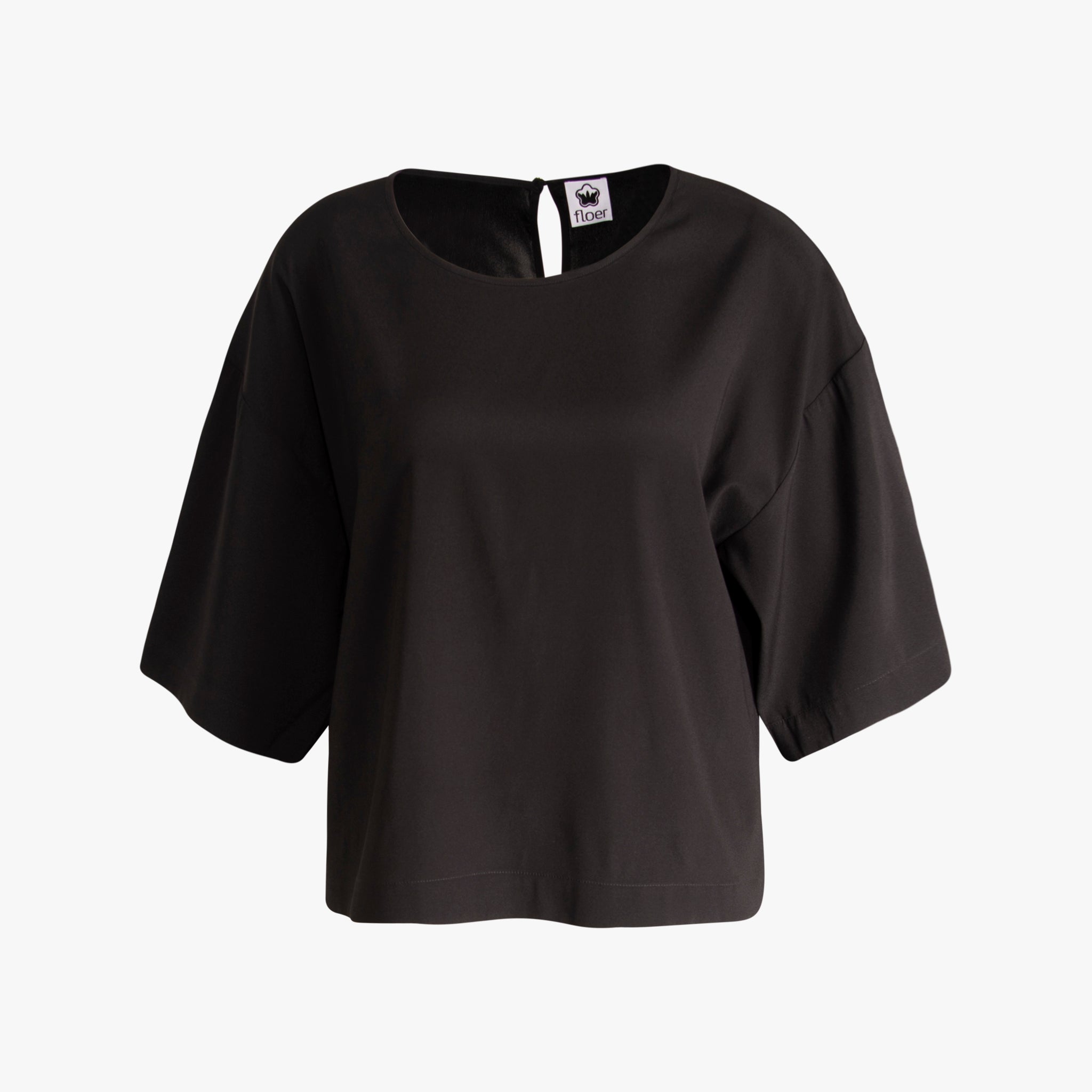 Blusenshirt Seidenstretch | schwarz