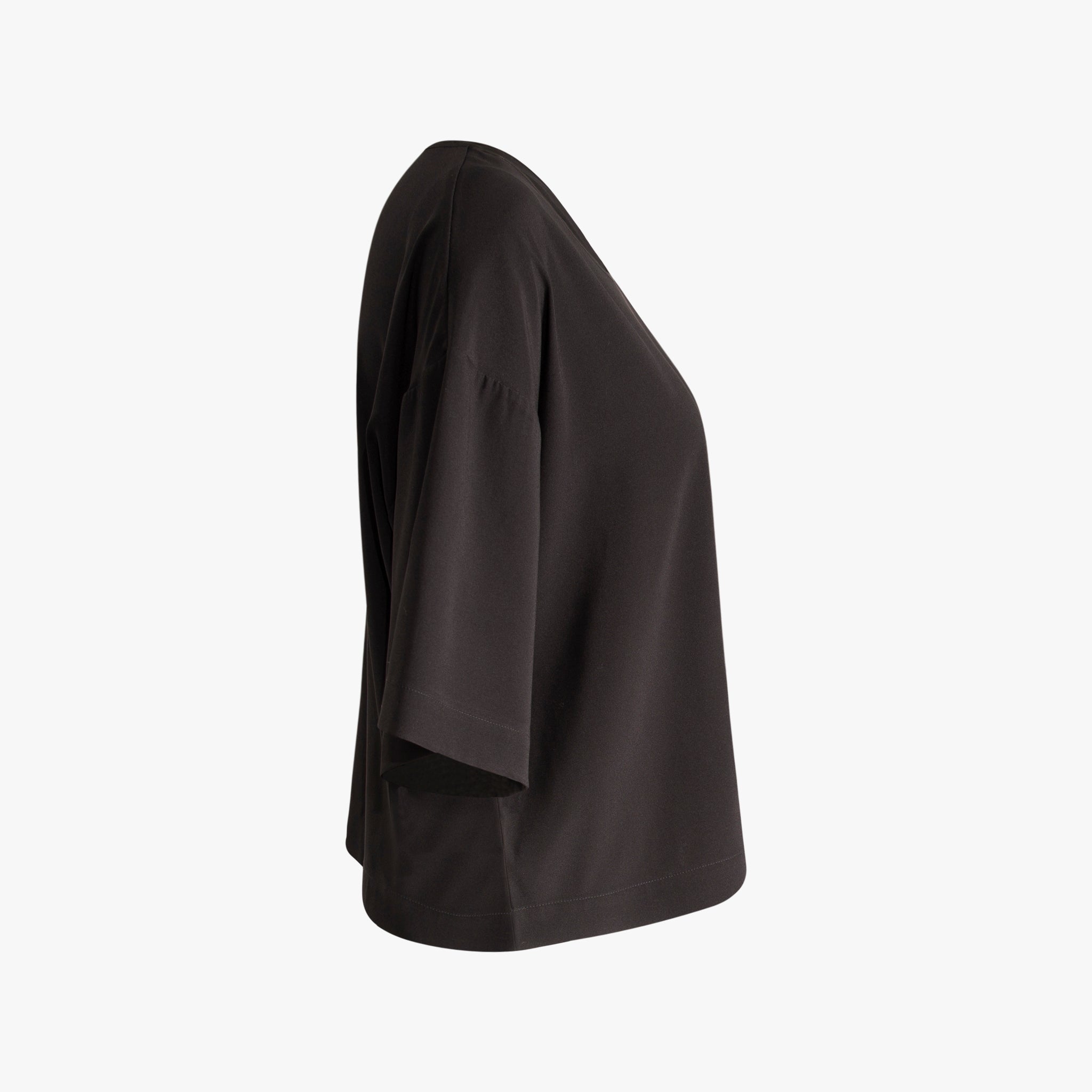 Blusenshirt Seidenstretch | schwarz