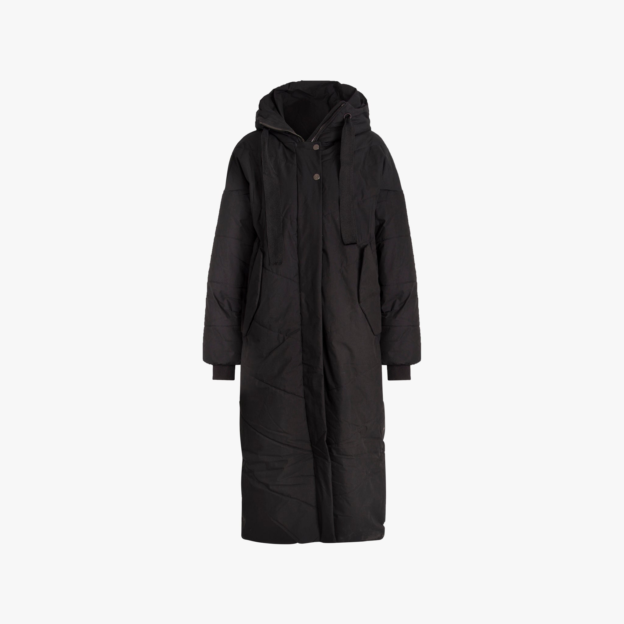 Kapuzenmantel lang | schwarz