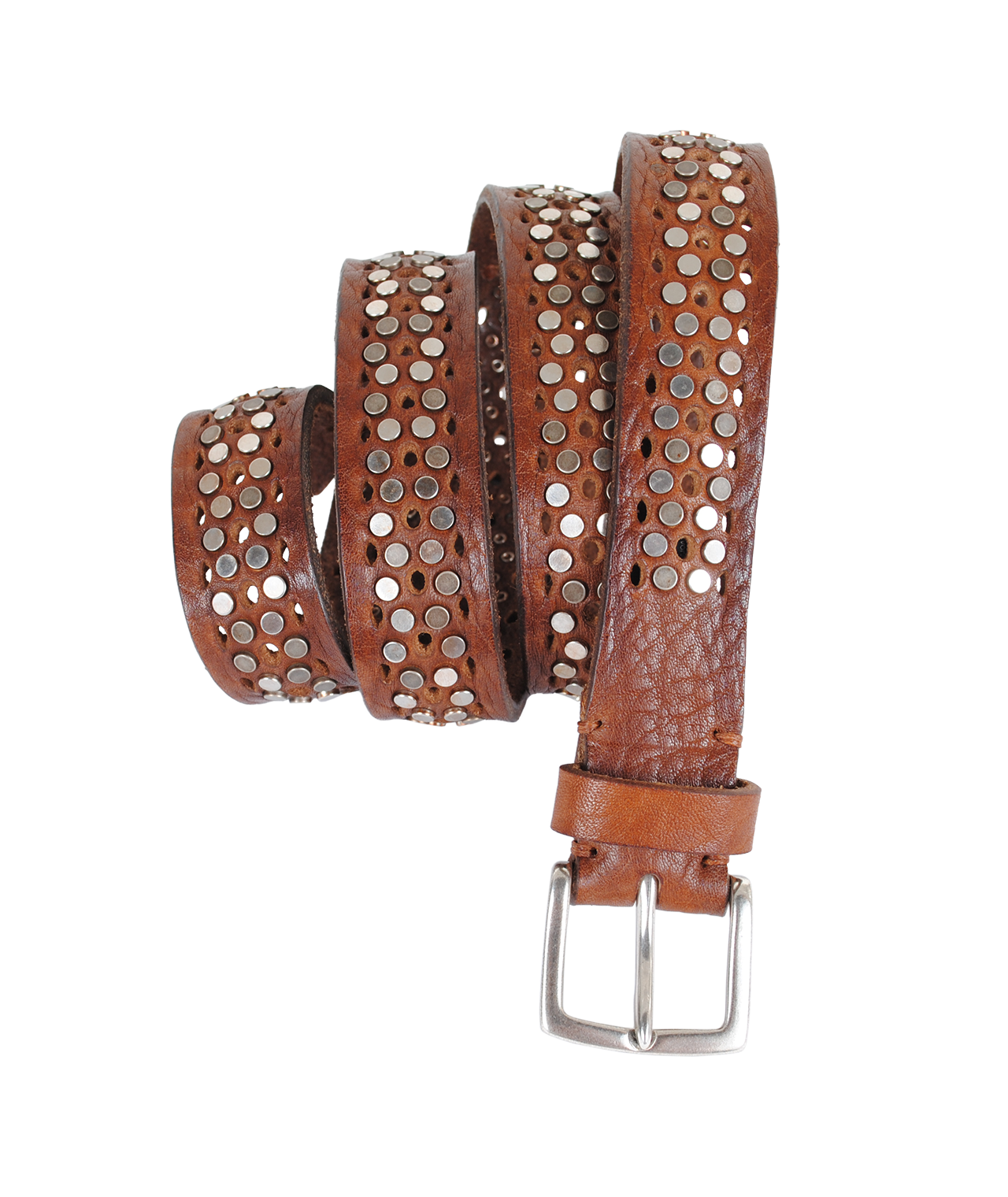 Gürtel Holes/Studes 3cm | cognac