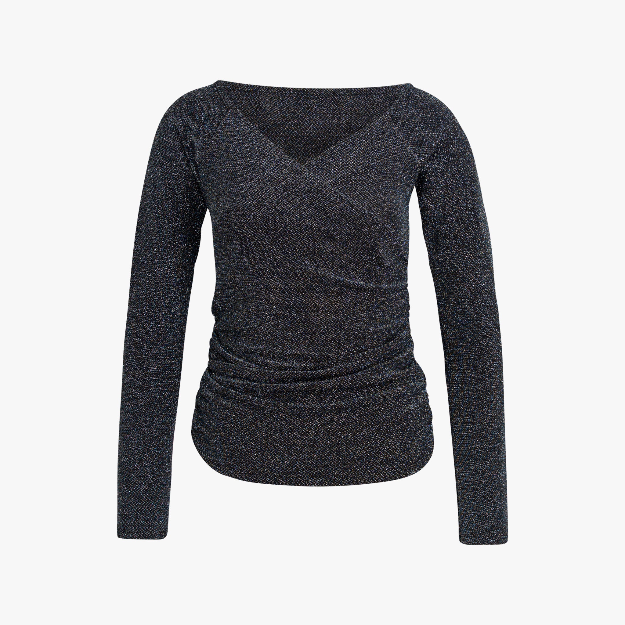 Blusenshirt Raffung Lurex | petrol