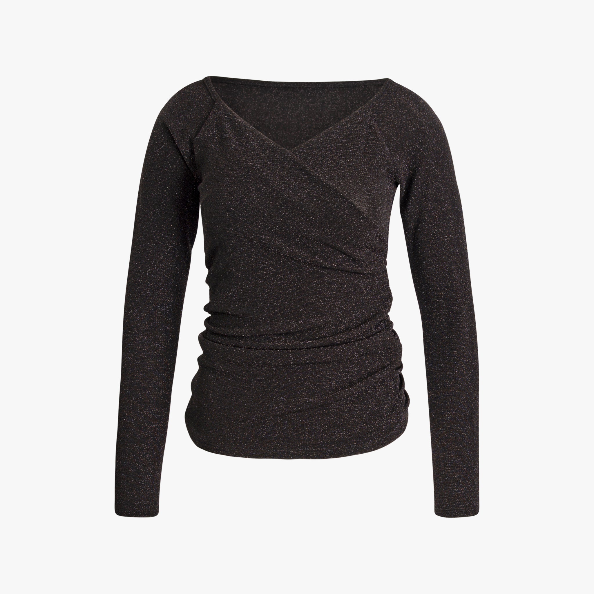 Blusenshirt Raffung Lurex | schwarz