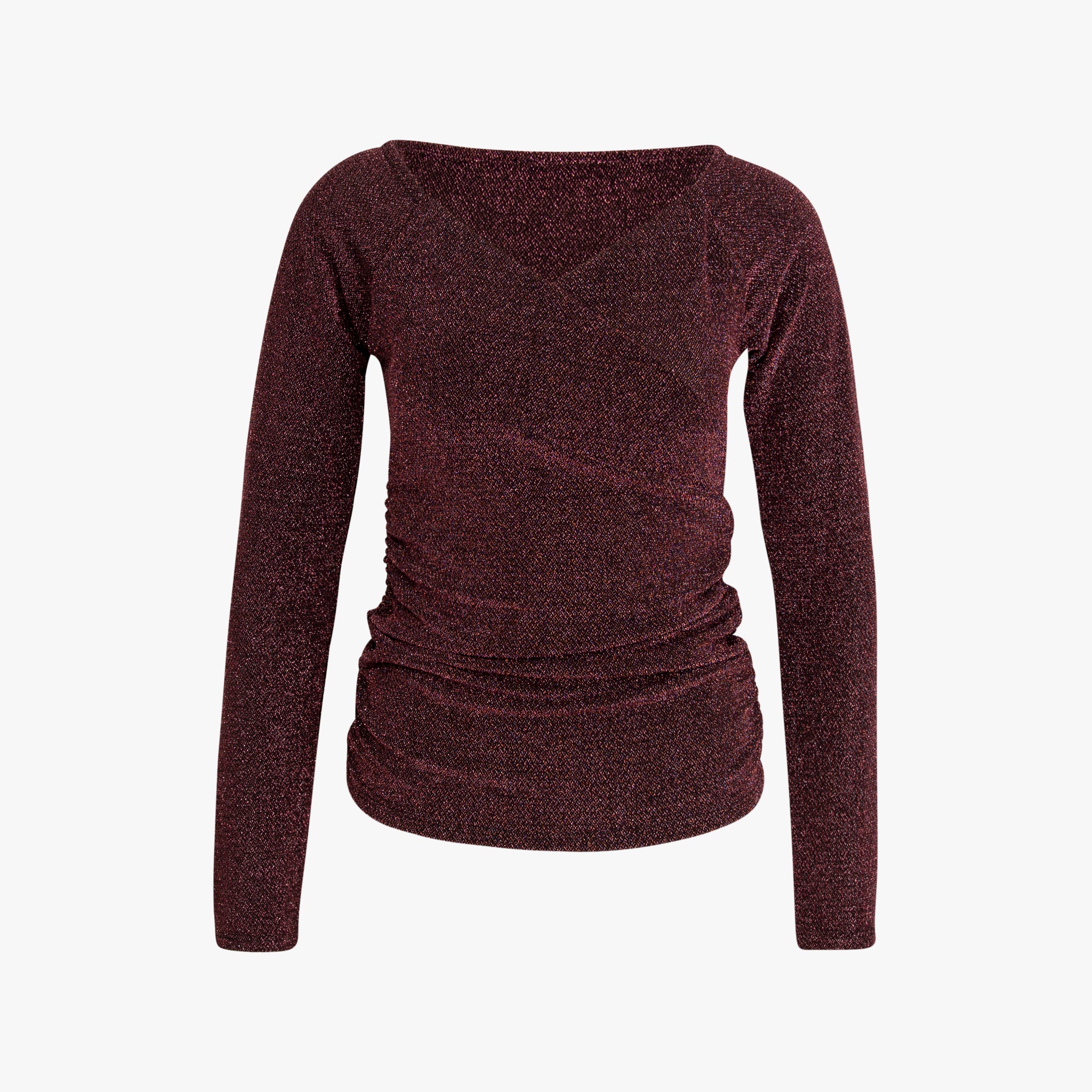Blusenshirt Raffung Lurex | bordeaux