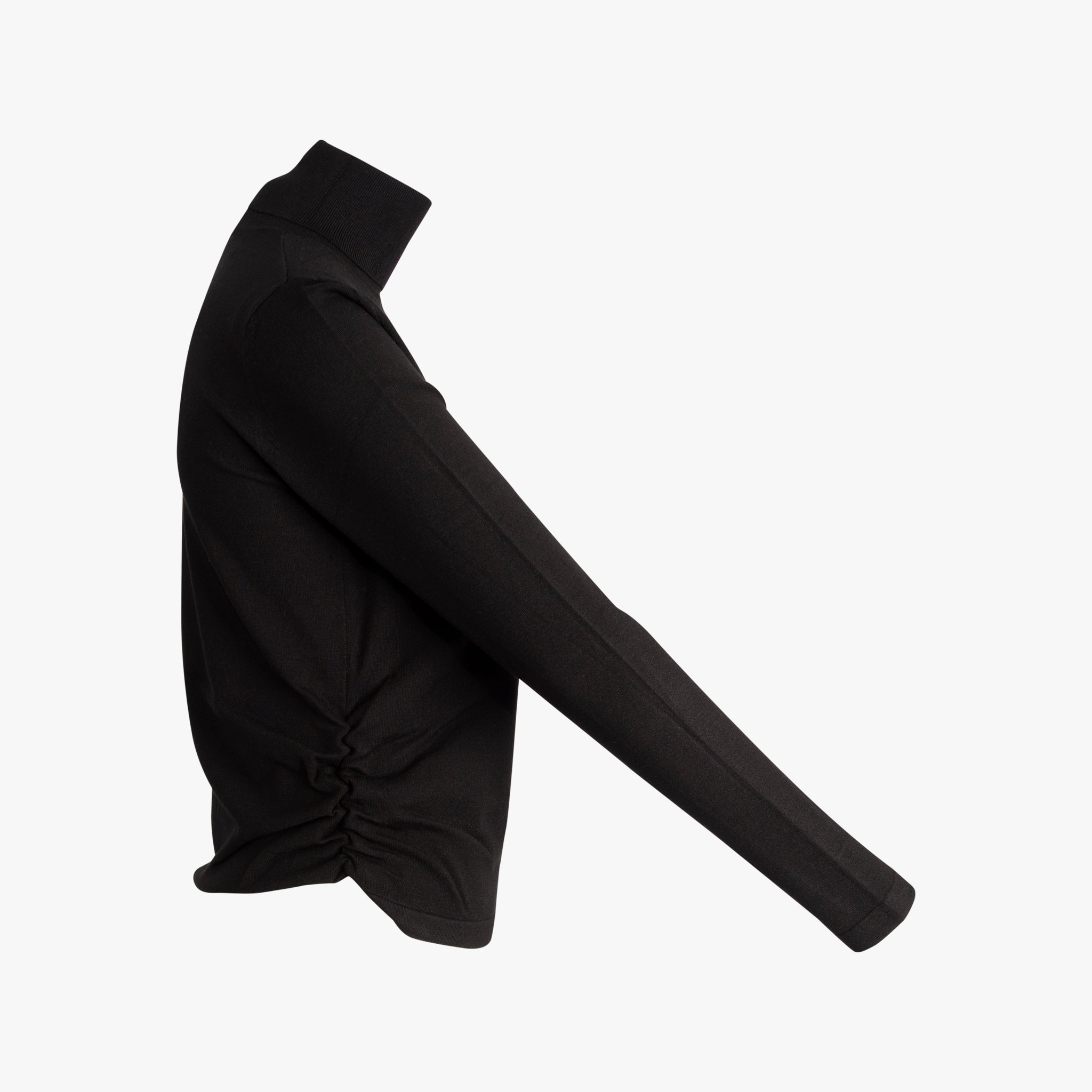 Feinstrickrolli Seitenraffung | schwarz