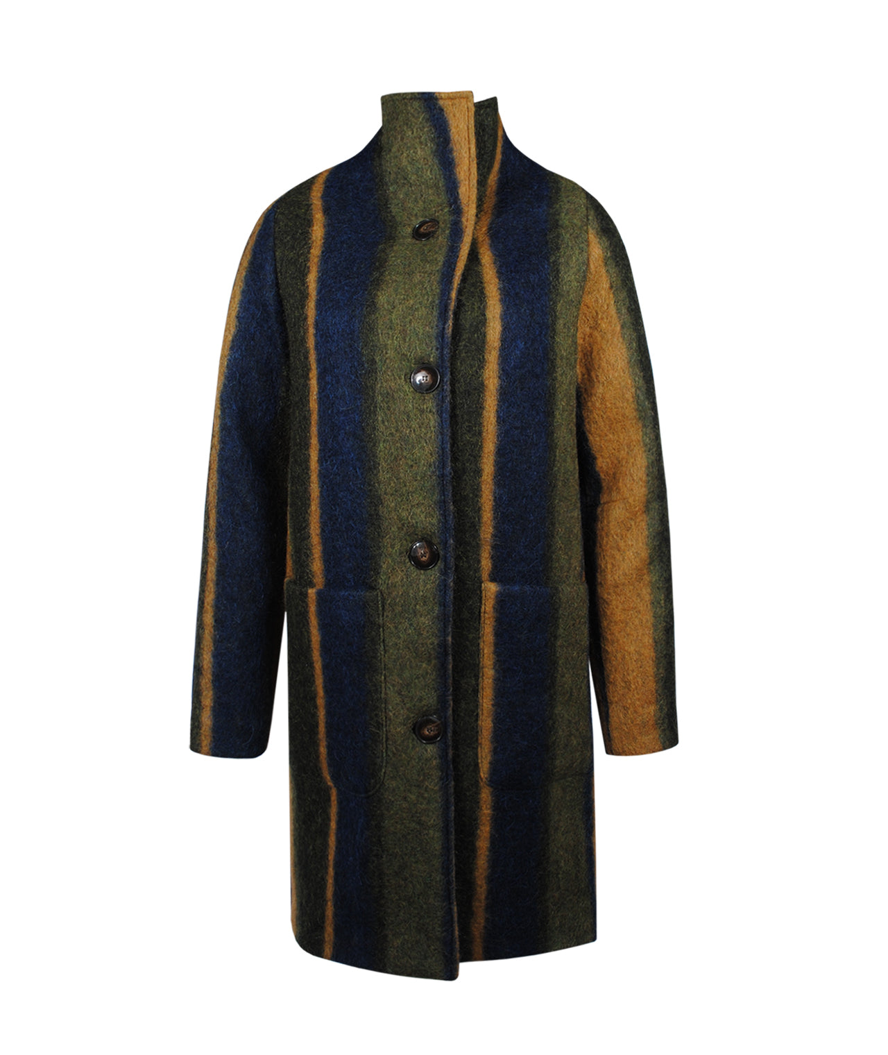 Kurzmantel Streifen | blau-grün