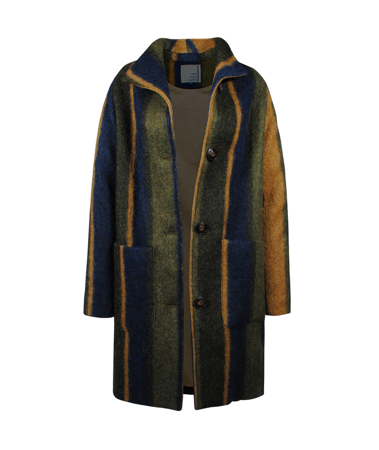 Kurzmantel Streifen | blau-grün