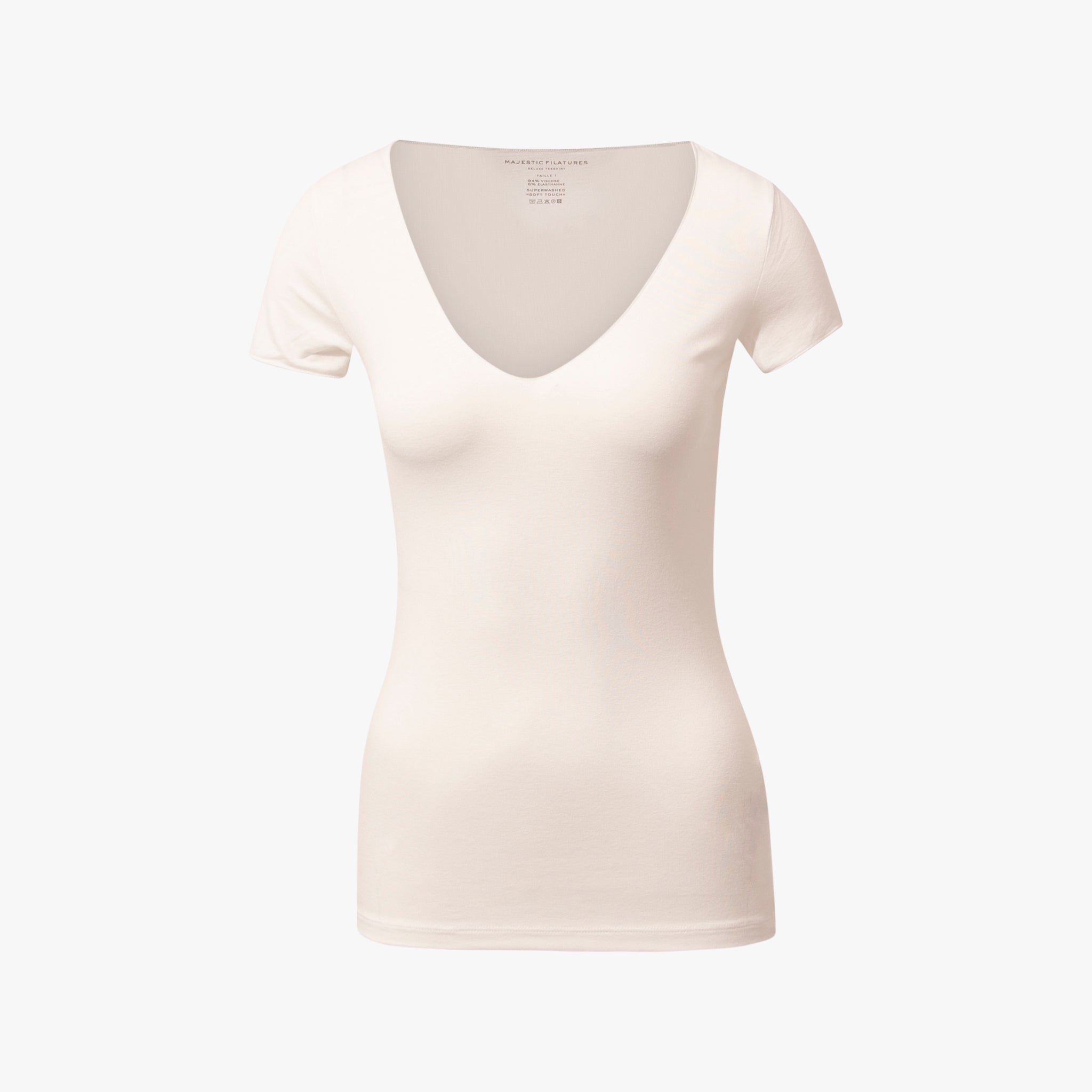 1/2 V-Shirt gekettelt | weiß
