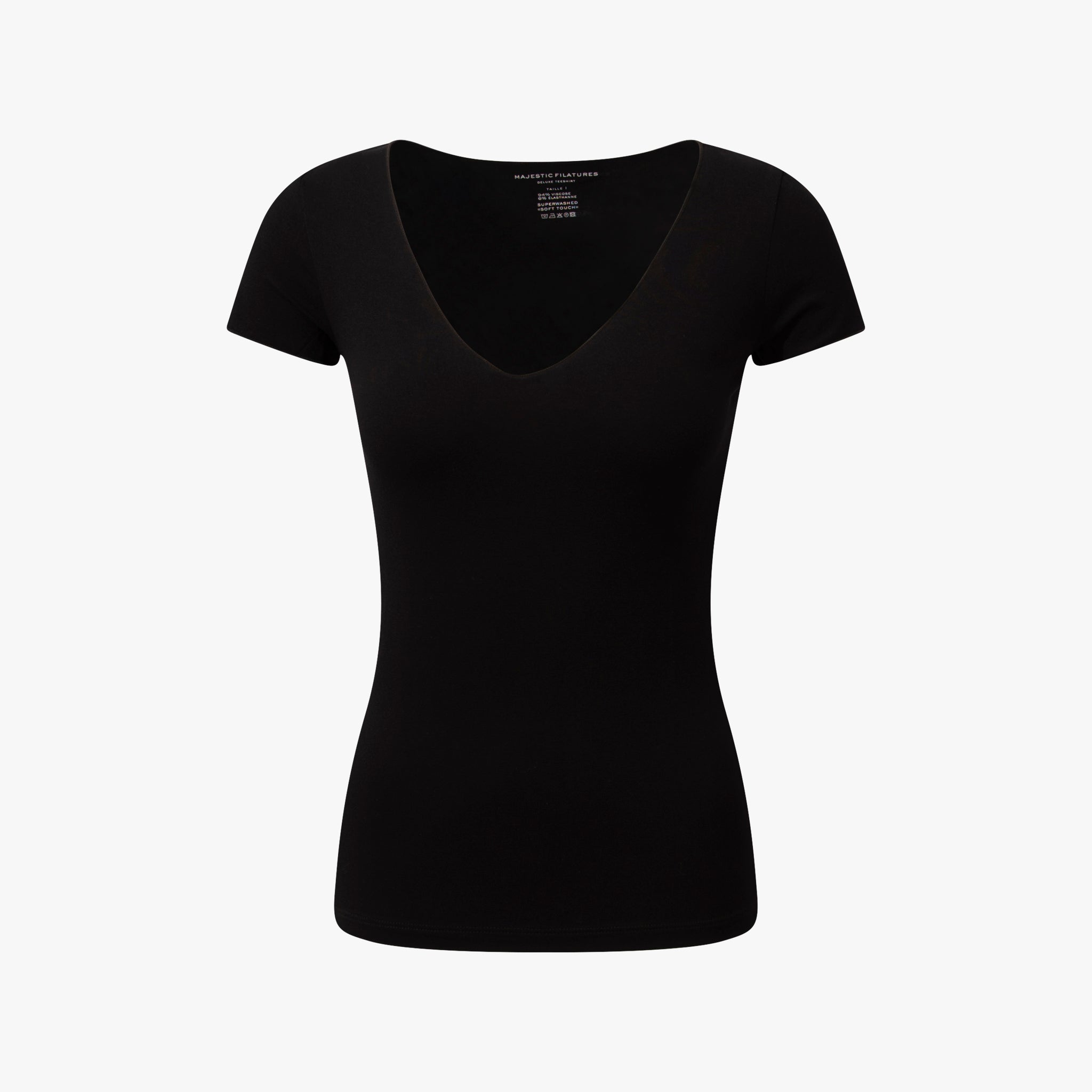 1/2 V-Shirt gekettelt | schwarz