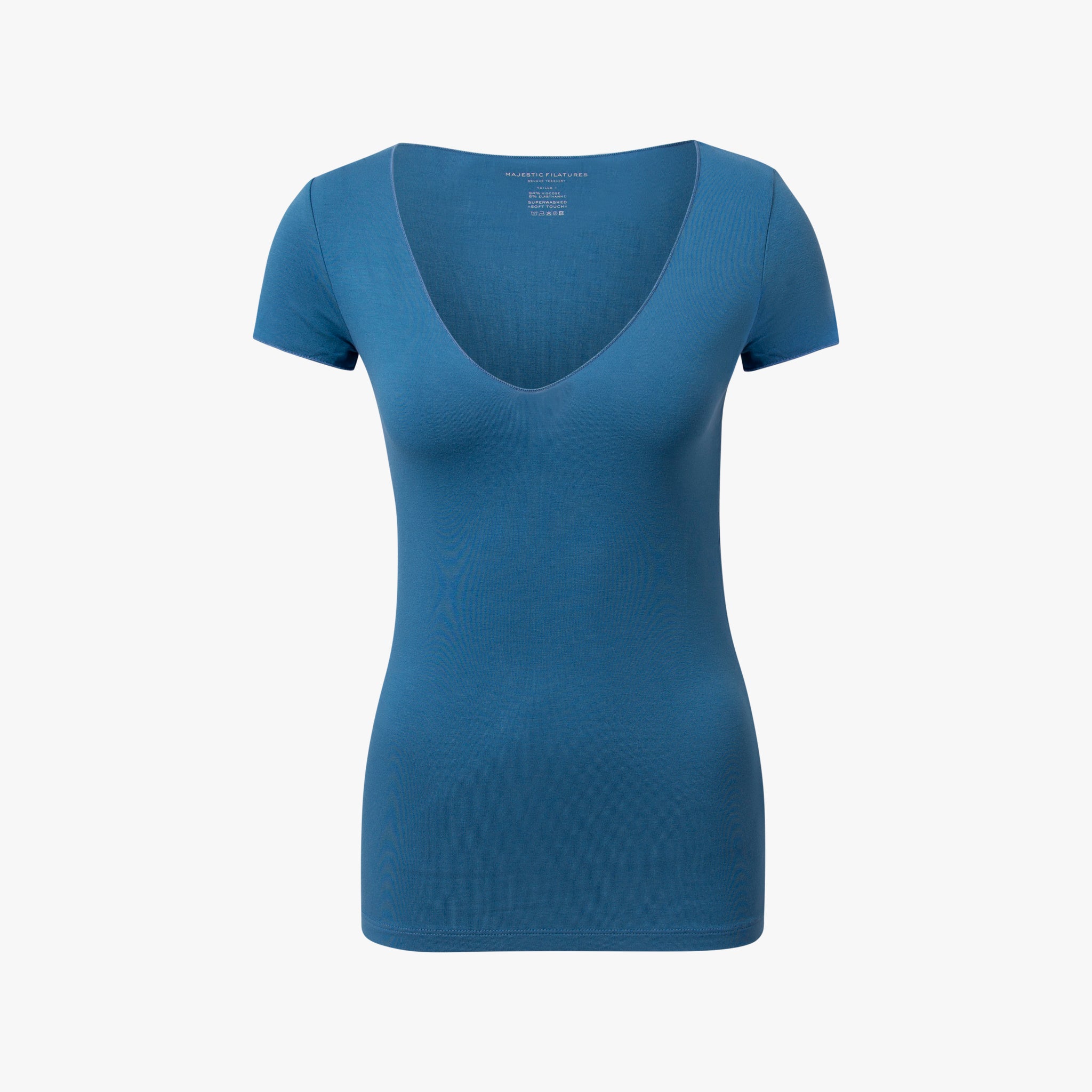 1/2 V-Shirt gekettelt | blau