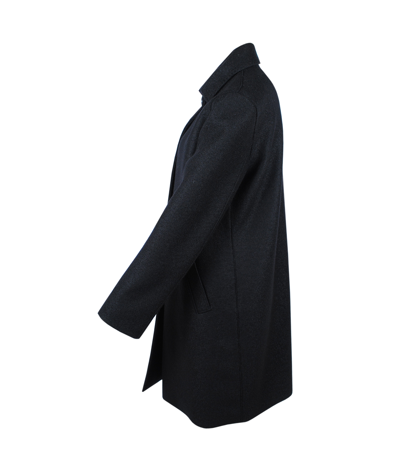 Mantel gekochte Wolle | schwarz