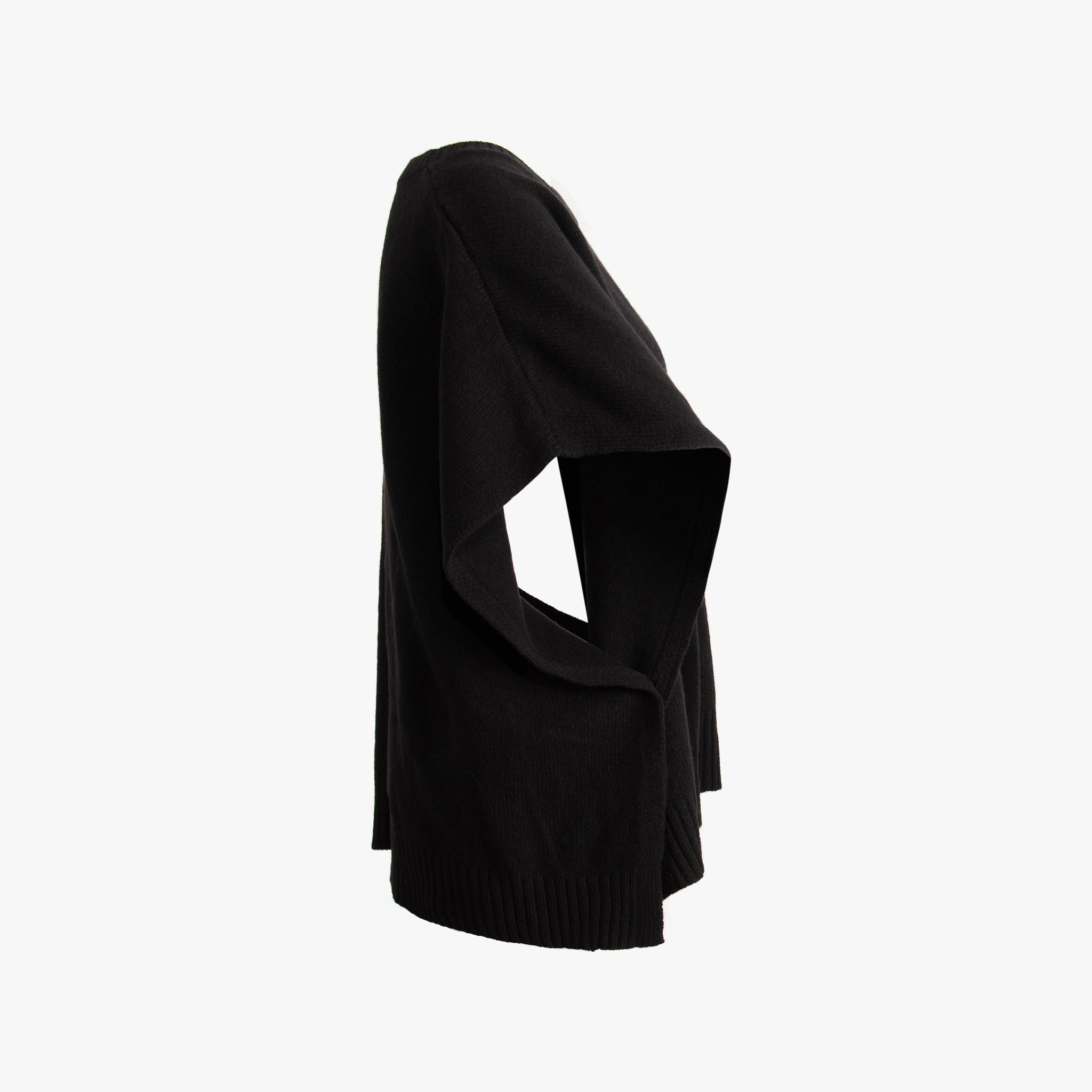 Strick-Poncho | schwarz