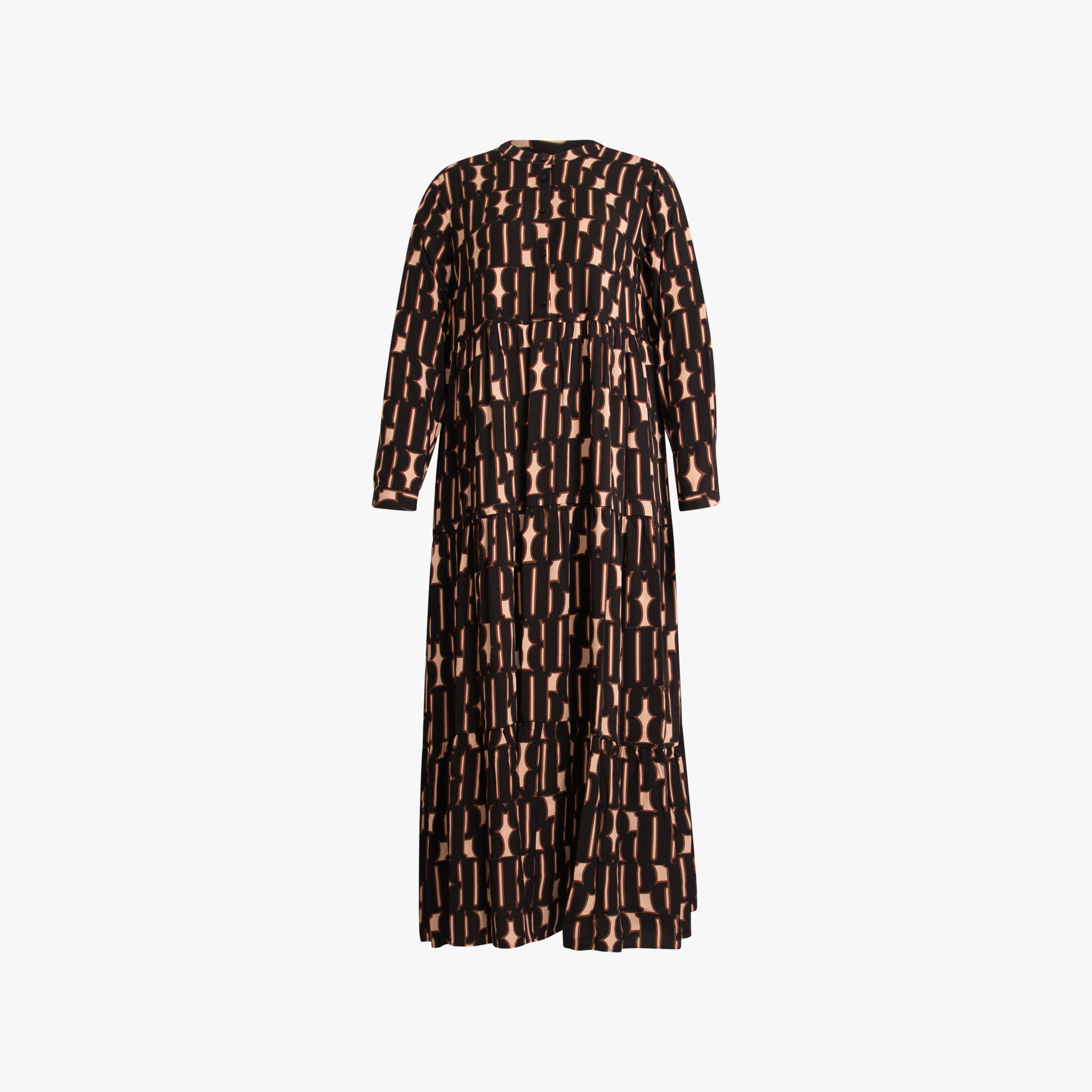 Maxikleid Buchstabenprint | schwarz-braun