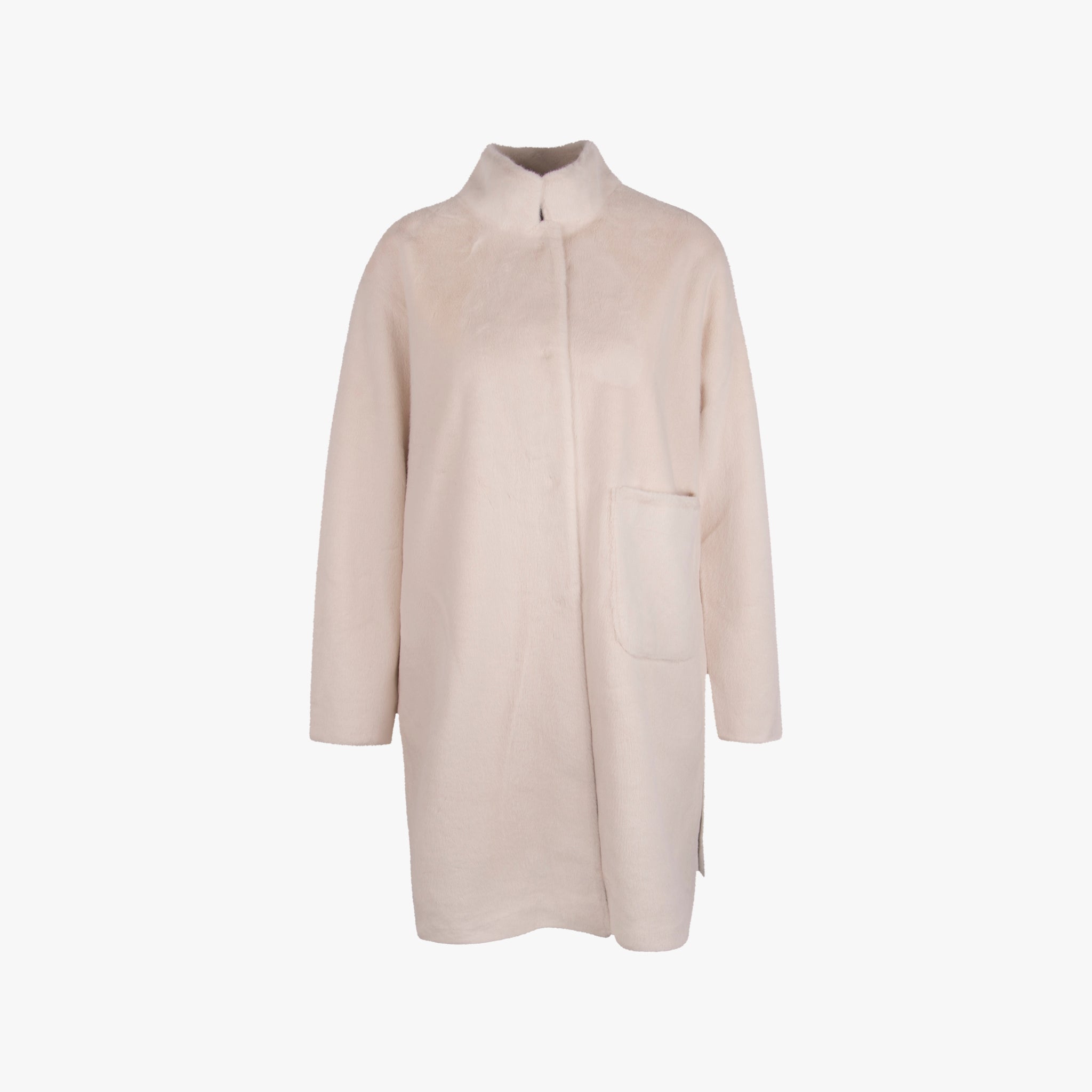 Olivia Mink Stehkragenmantel Fakefur | creme