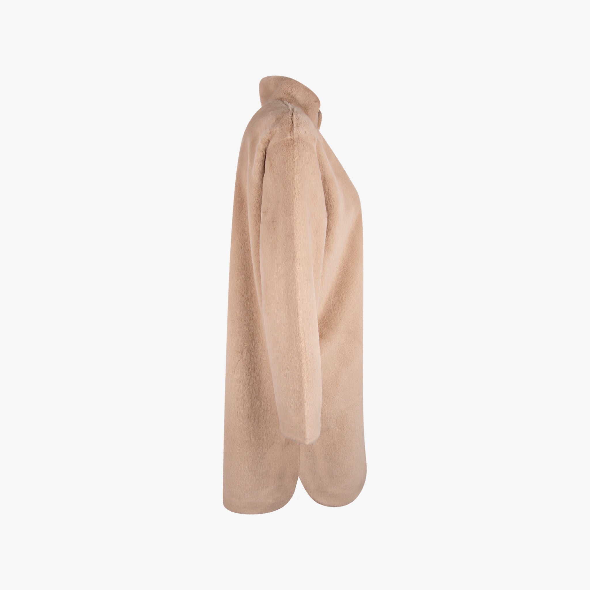 Olivia Mink Stehkragenmantel Fakefur | beige