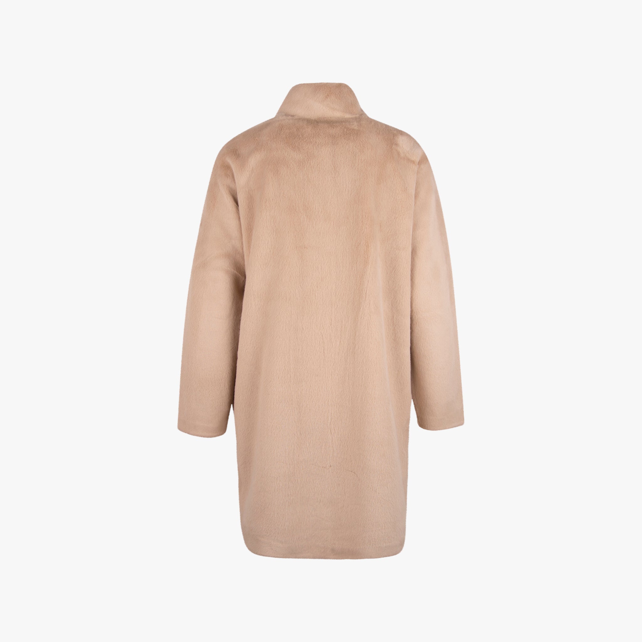 Olivia Mink Stehkragenmantel Fakefur | beige
