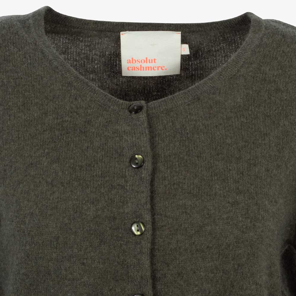 Absolut Cashmere Cashmere Jacke Atika Ausschnitt | khaki