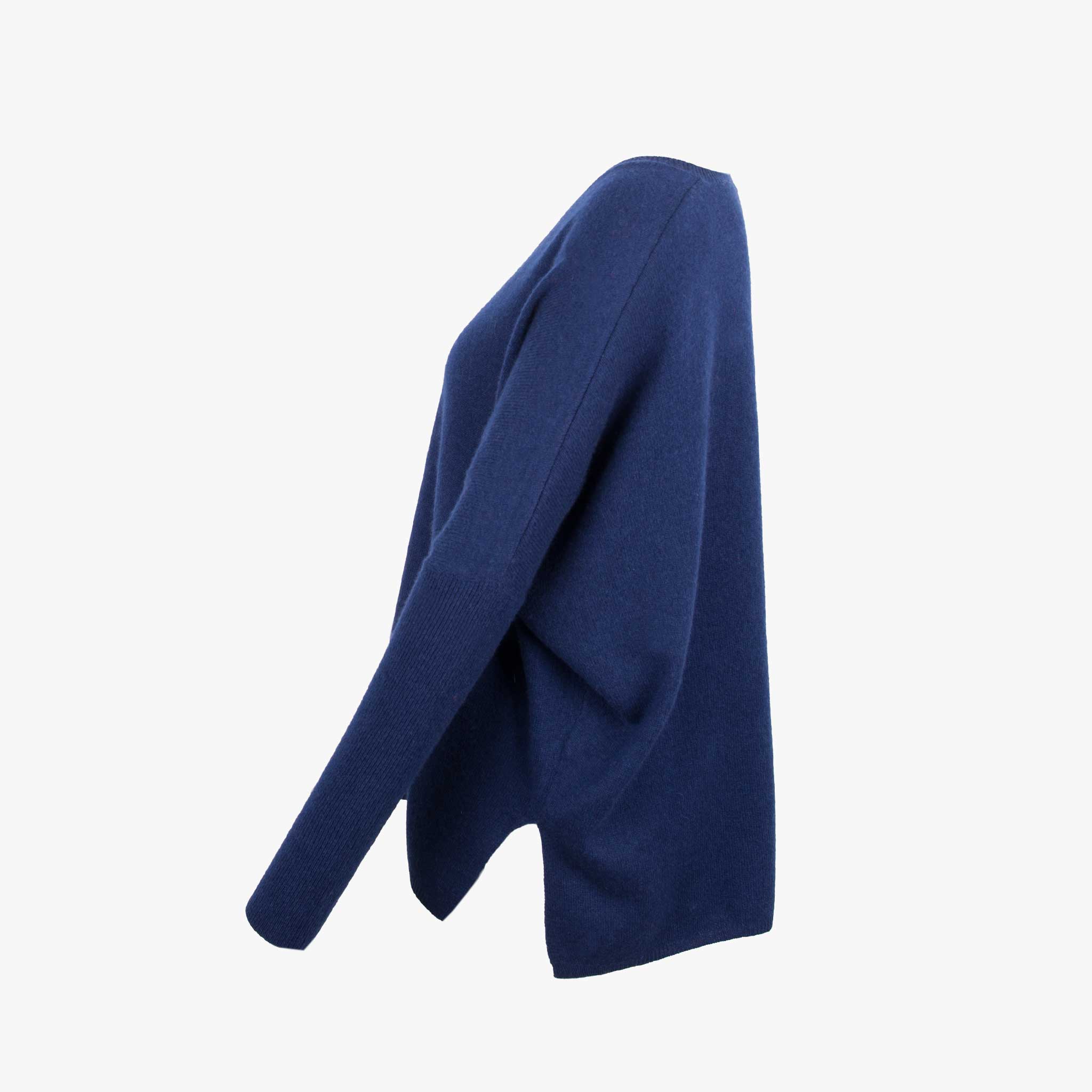 Absolut Cashmere Ponchopulli Backstripe | dunkelblau