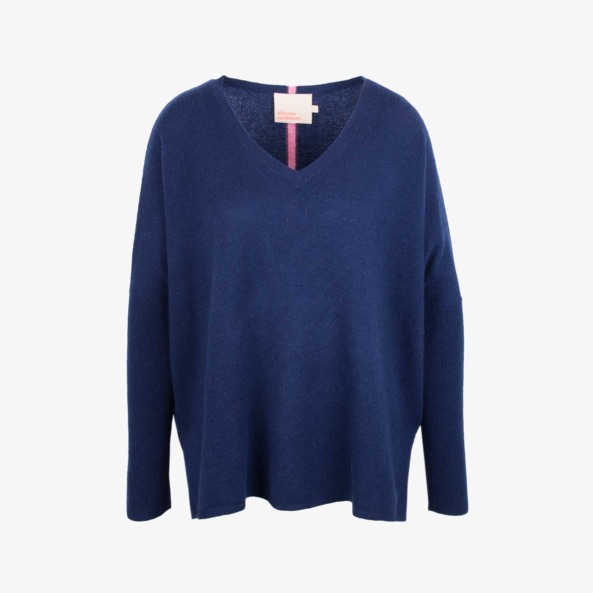 Absolut Cashmere Ponchopulli Backstripe | dunkelblau