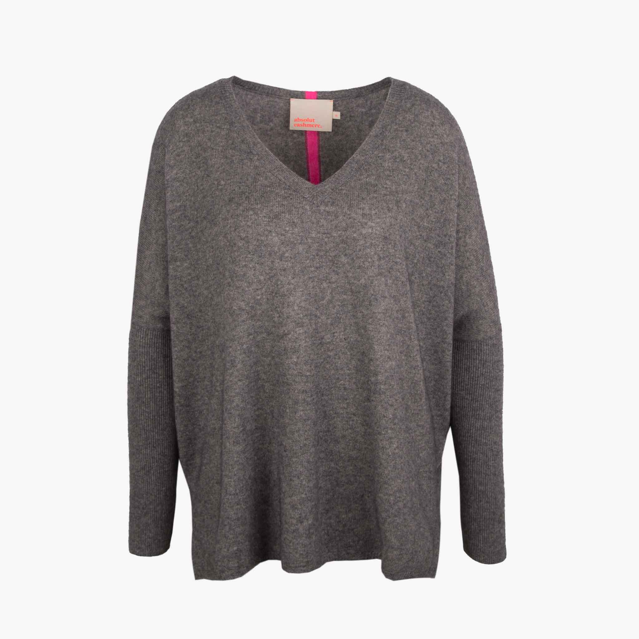 Absolut Cashmere Ponchopulli Backstripe | grau