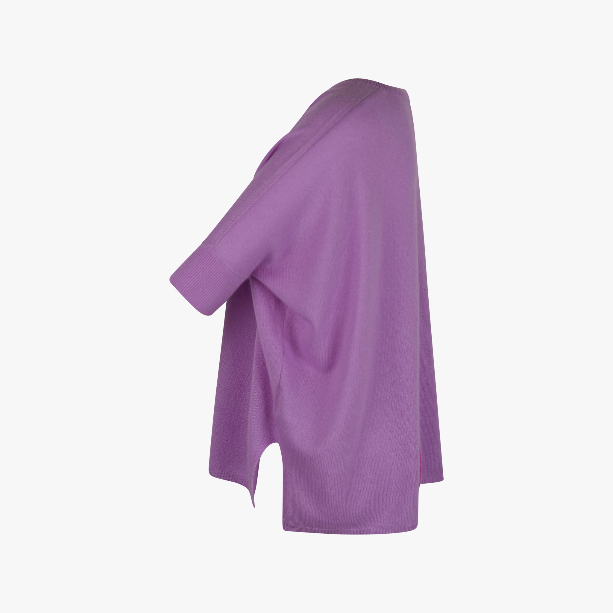 Absolute Cashmere V-Ponchopulli Backstripe | lavendel