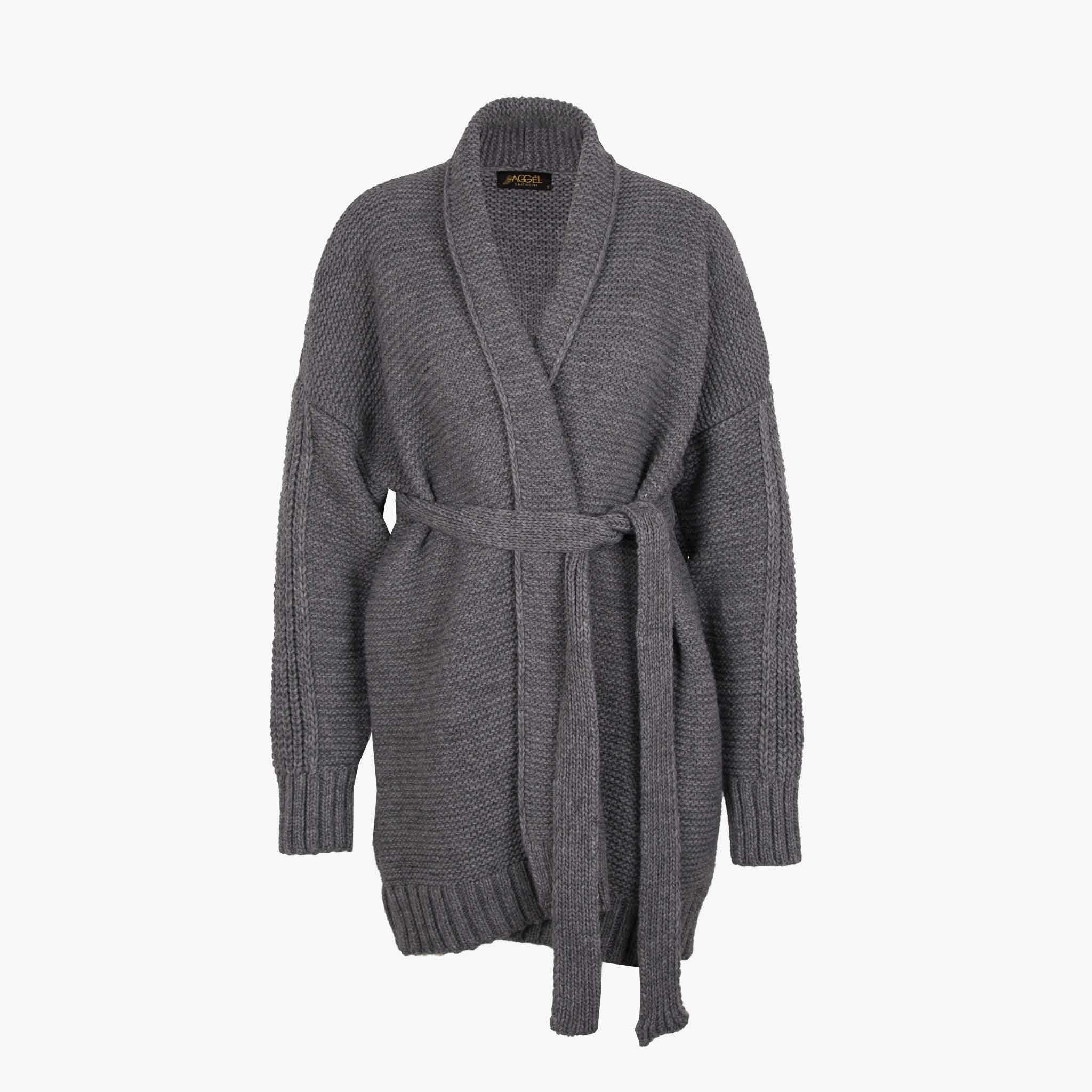 Aggel Kurzmantel Strick | grau