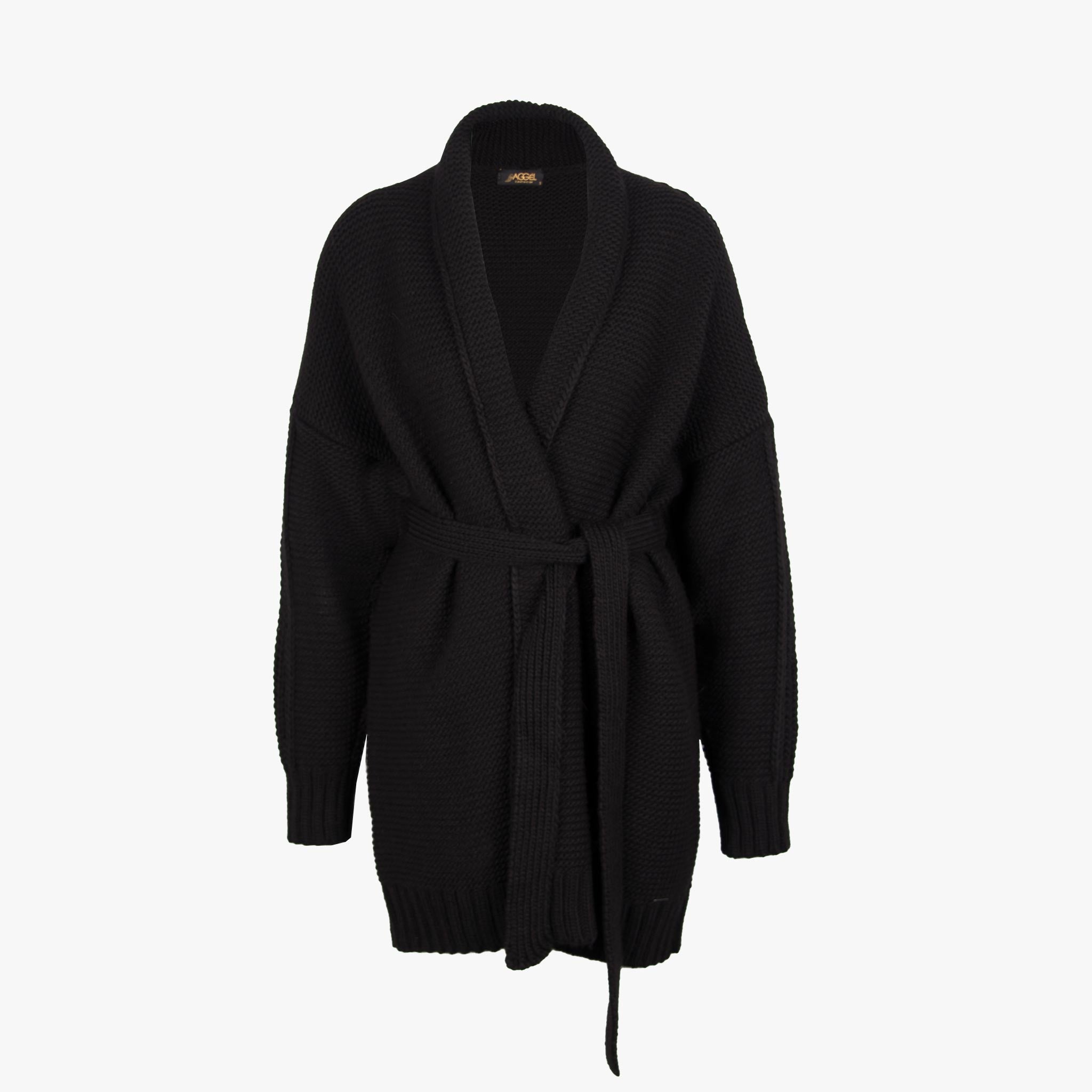 Aggel Kurzmantel Strick | schwarz