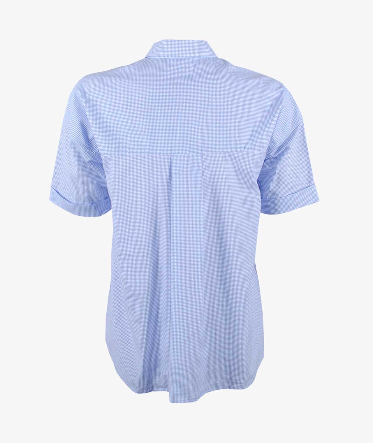 Bluse Spitzenfront | blau-weiß