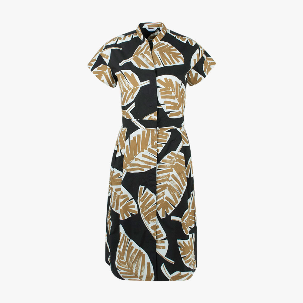 Stehkragenkleid Print (camel, 32) | camel