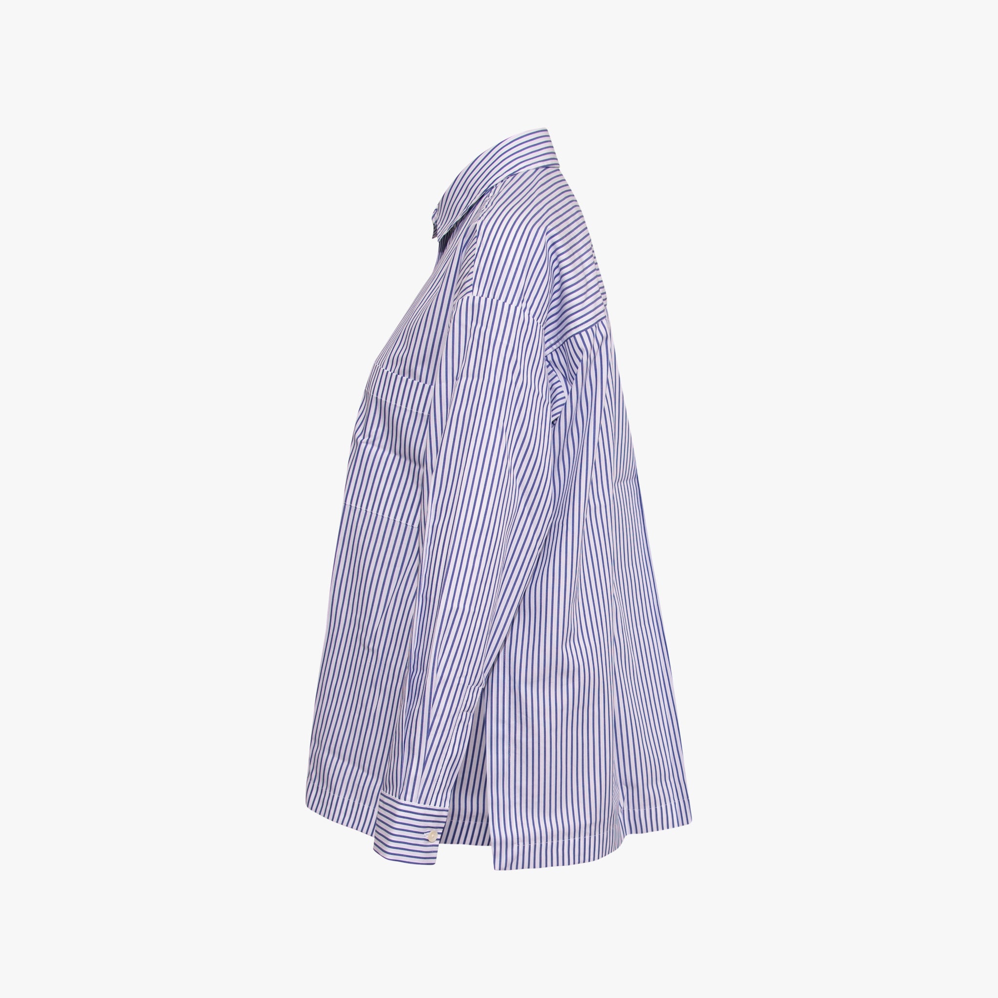 Hemdbluse mit Seitenschlitz | blau-weiß