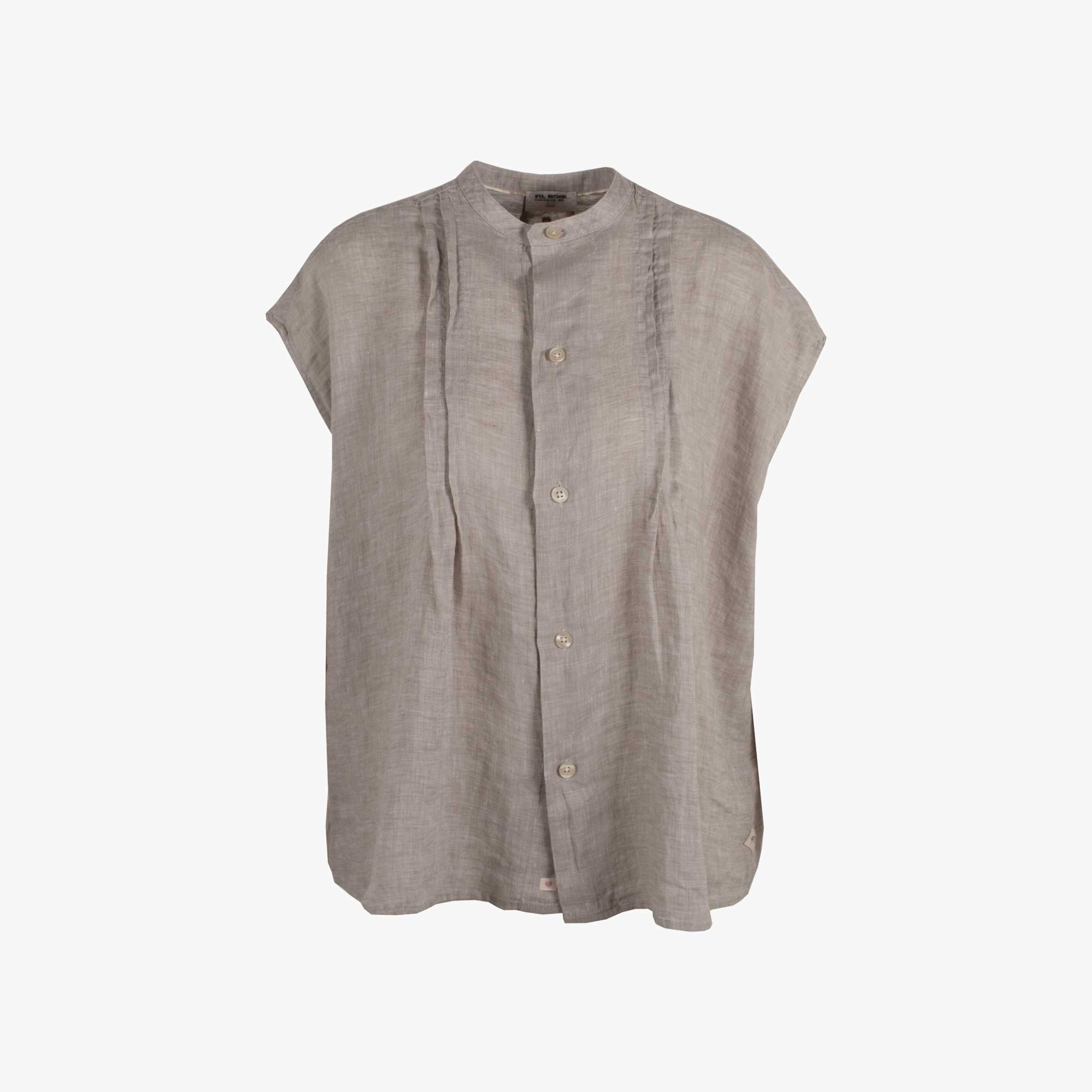 Fil Noir Leinenbluse o. Arm | taupe