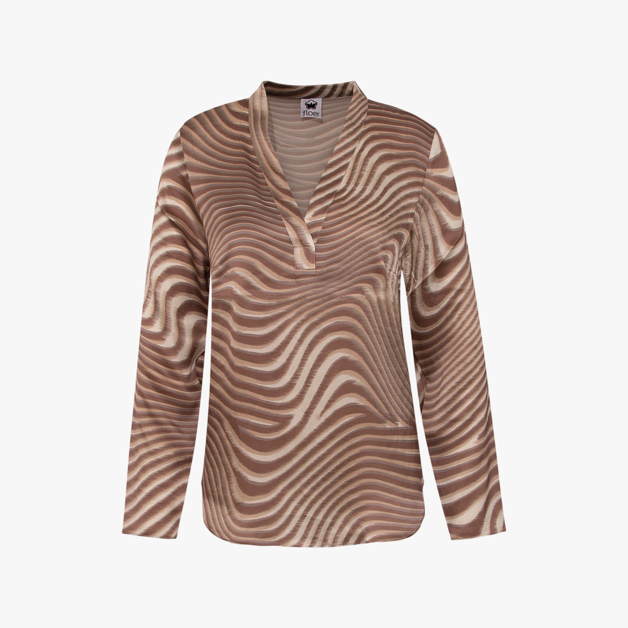 Seidenbluse Zebraprint | champagner
