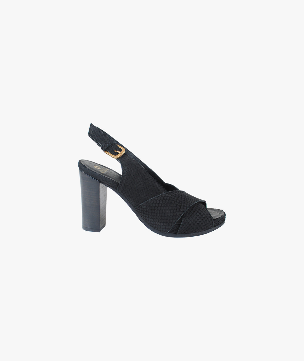 Slingpump Snakeoptik | schwarz