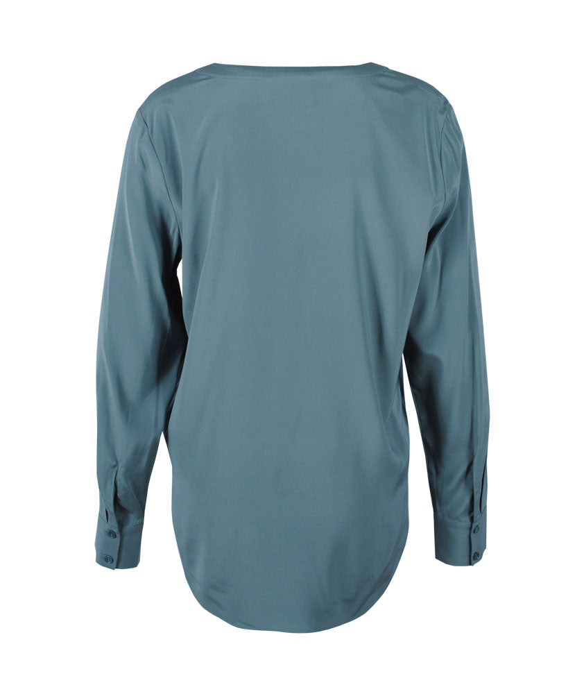 Seidenschlupfbluse uni | blau