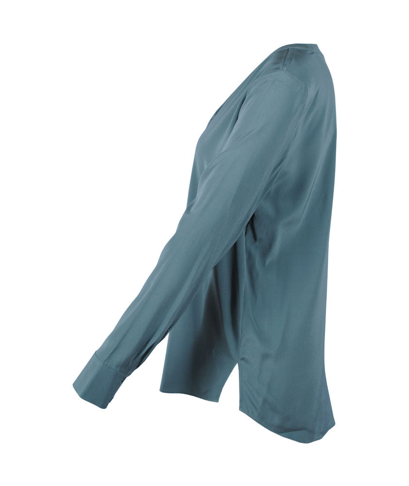 Seidenschlupfbluse uni | blau