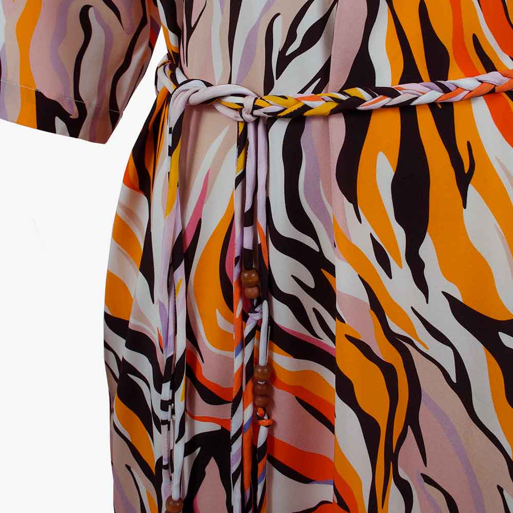 1/2 Kleid Animalprint, Detail Gürtel | multicolor