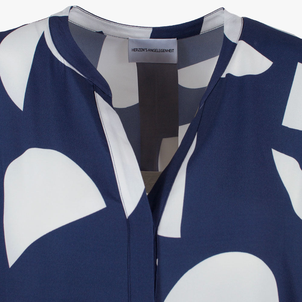 Kleid Viskose, Detail Kragen | blau-weiß