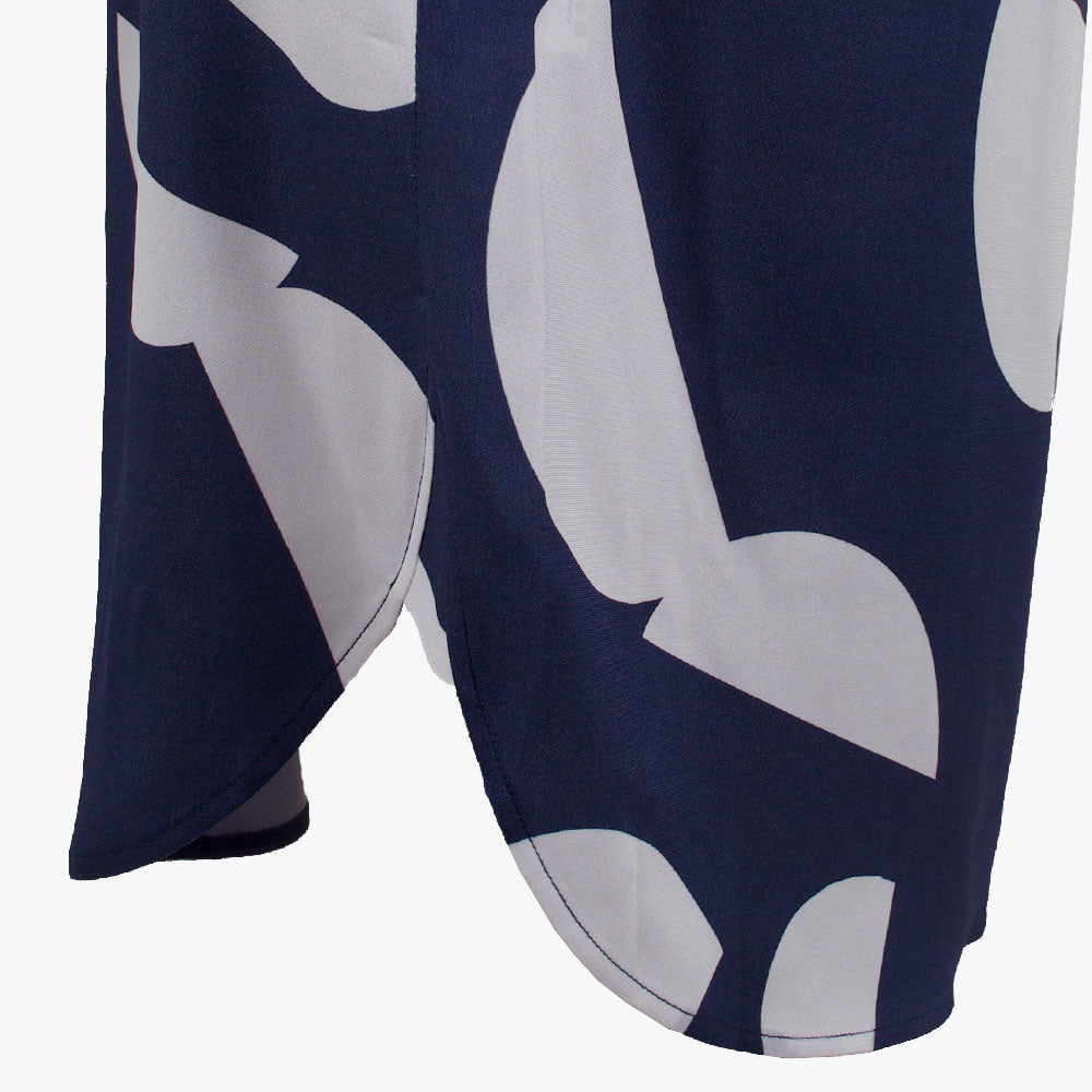 Kleid Viskose, Detail Saum | blau-weiß