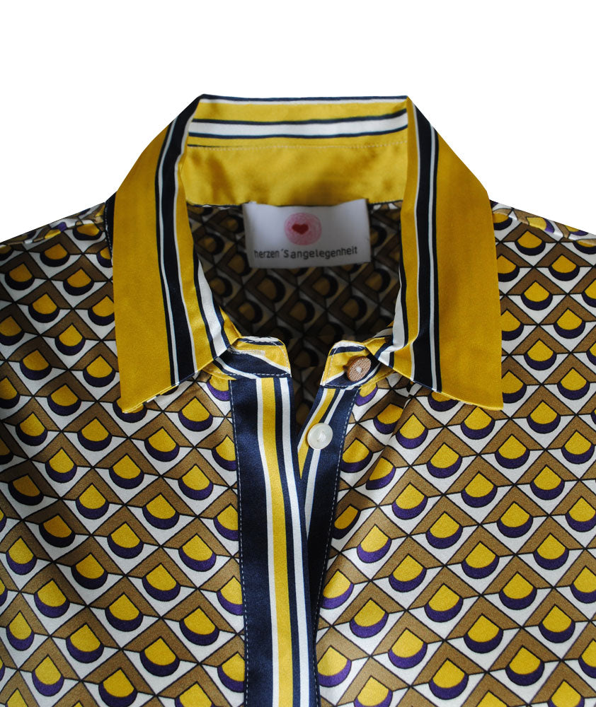 Seidenbluse Print | gelb