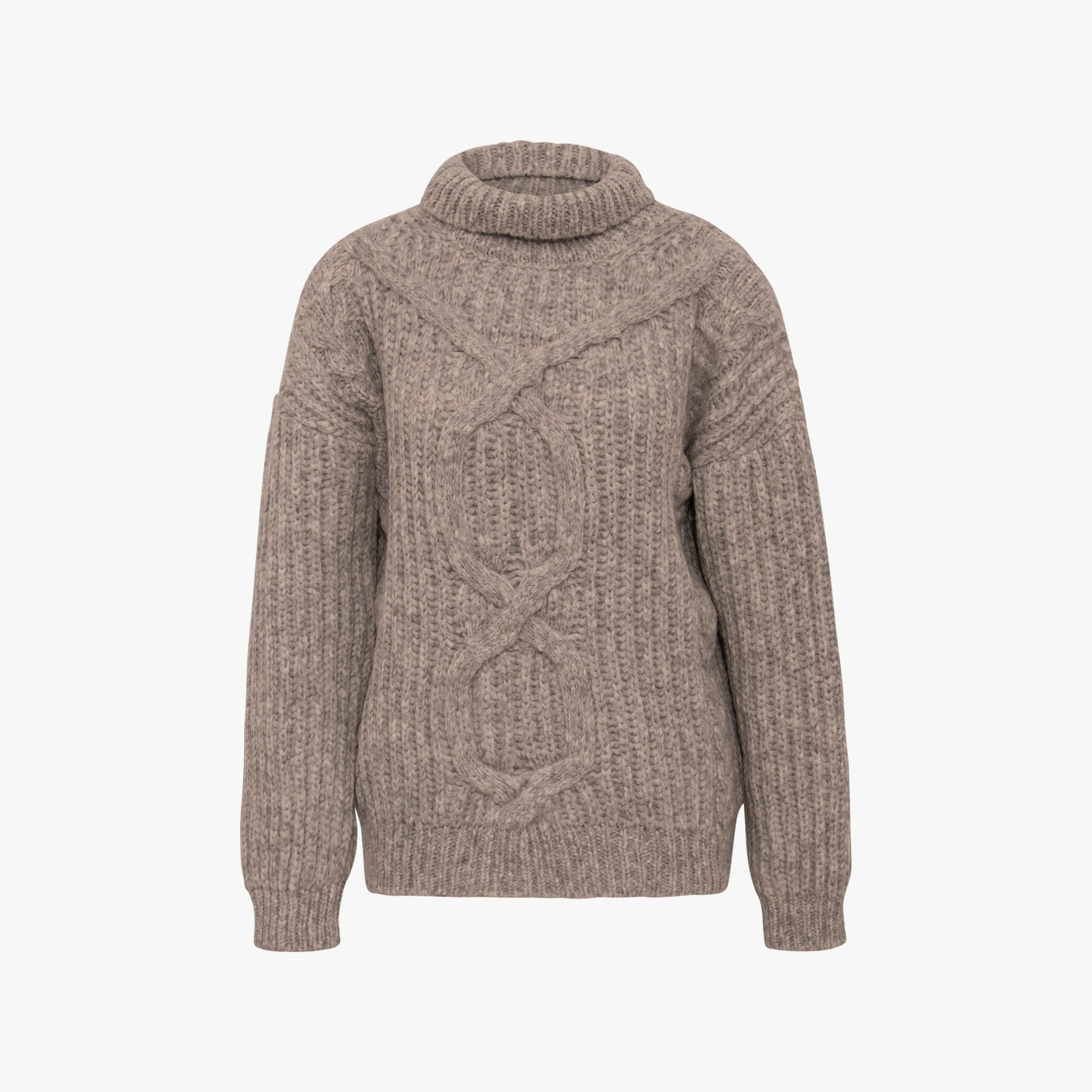 Grobstrick-Zopfpulli | graumelange