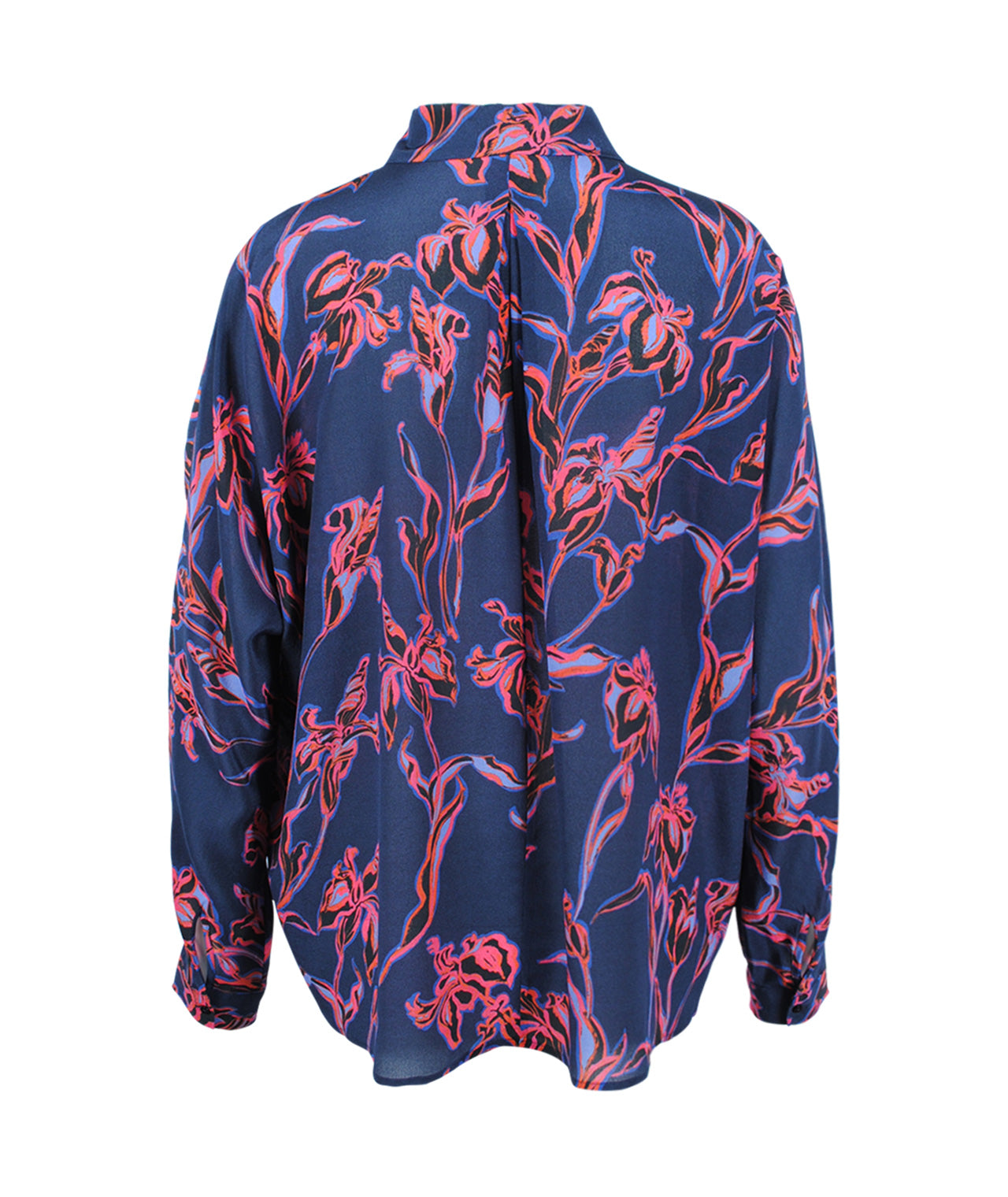 Seidenbluse Flowerprint | navy