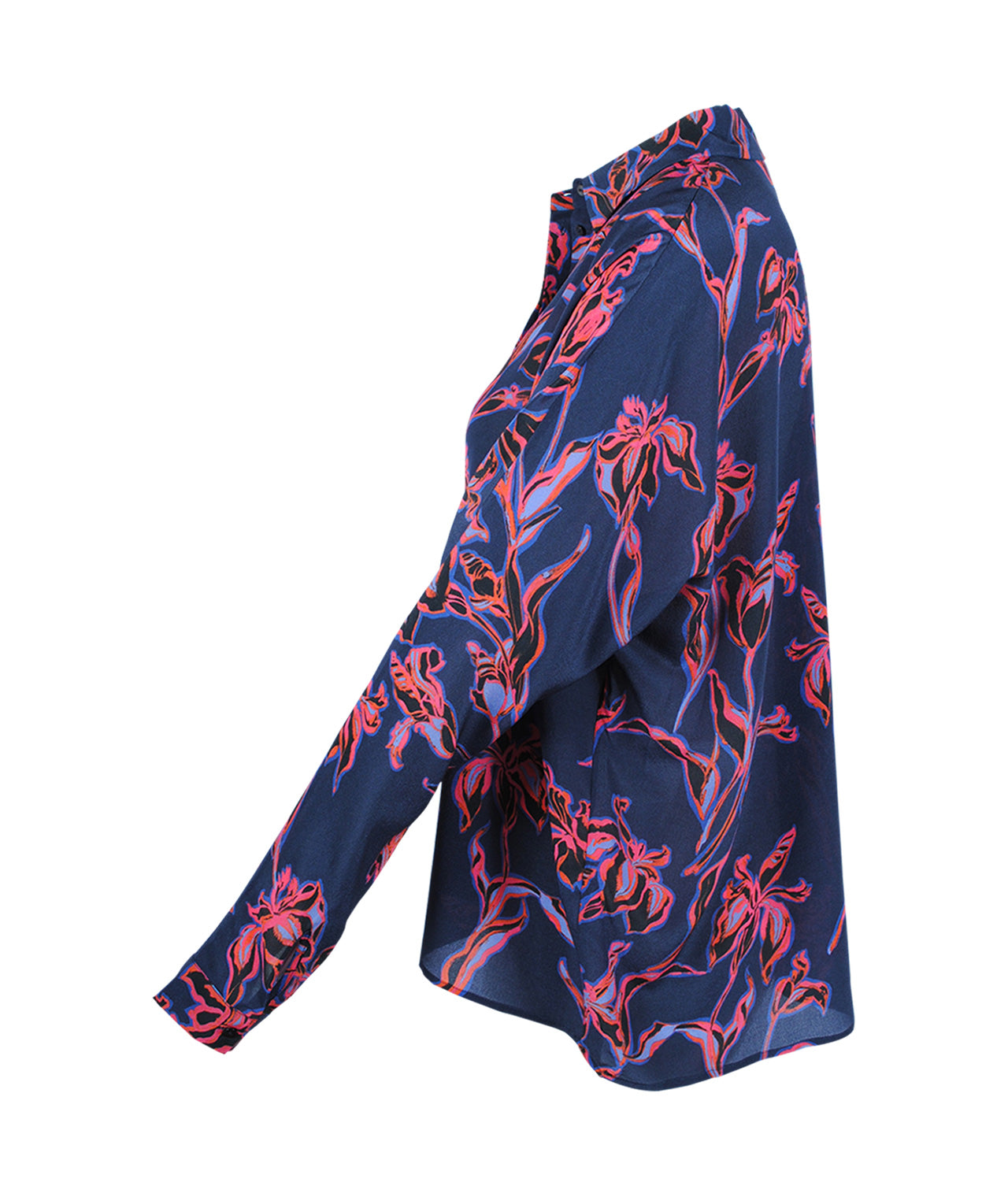 Seidenbluse Flowerprint | navy