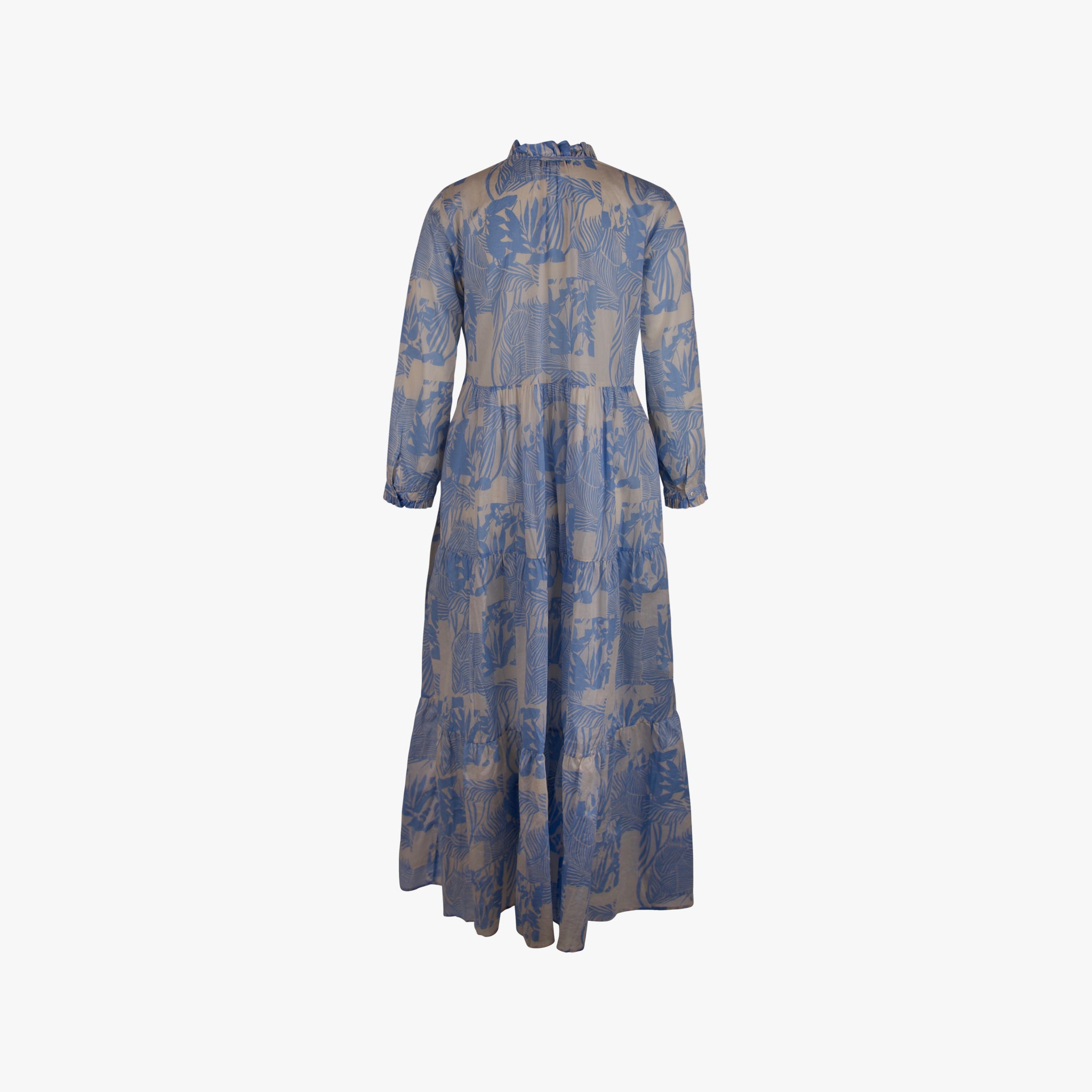 Italy Stufenkleid Tropenprint | hellblau