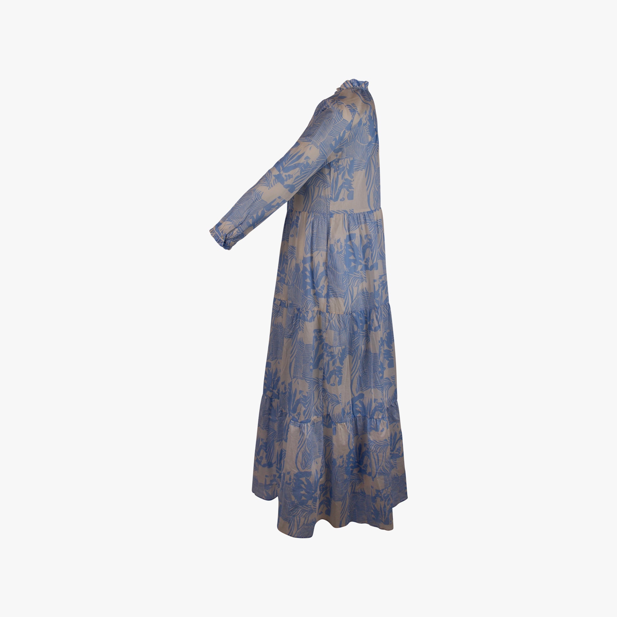 Italy Stufenkleid Tropenprint | hellblau
