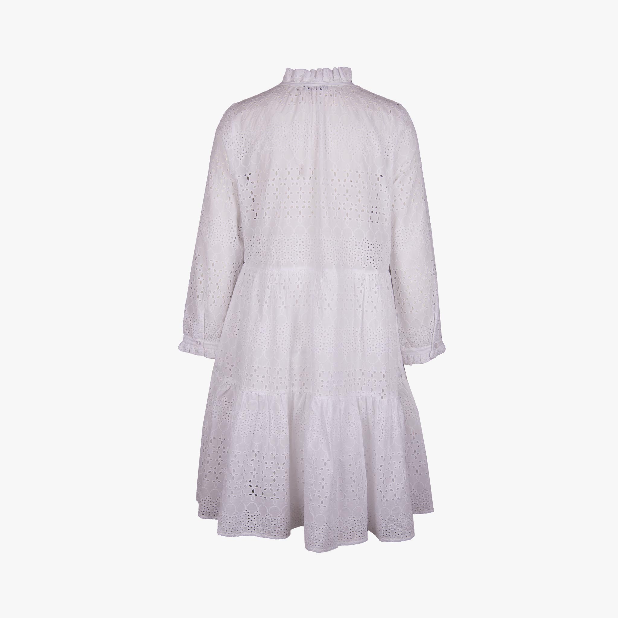 Italy Volantkleid Broderie | weiß