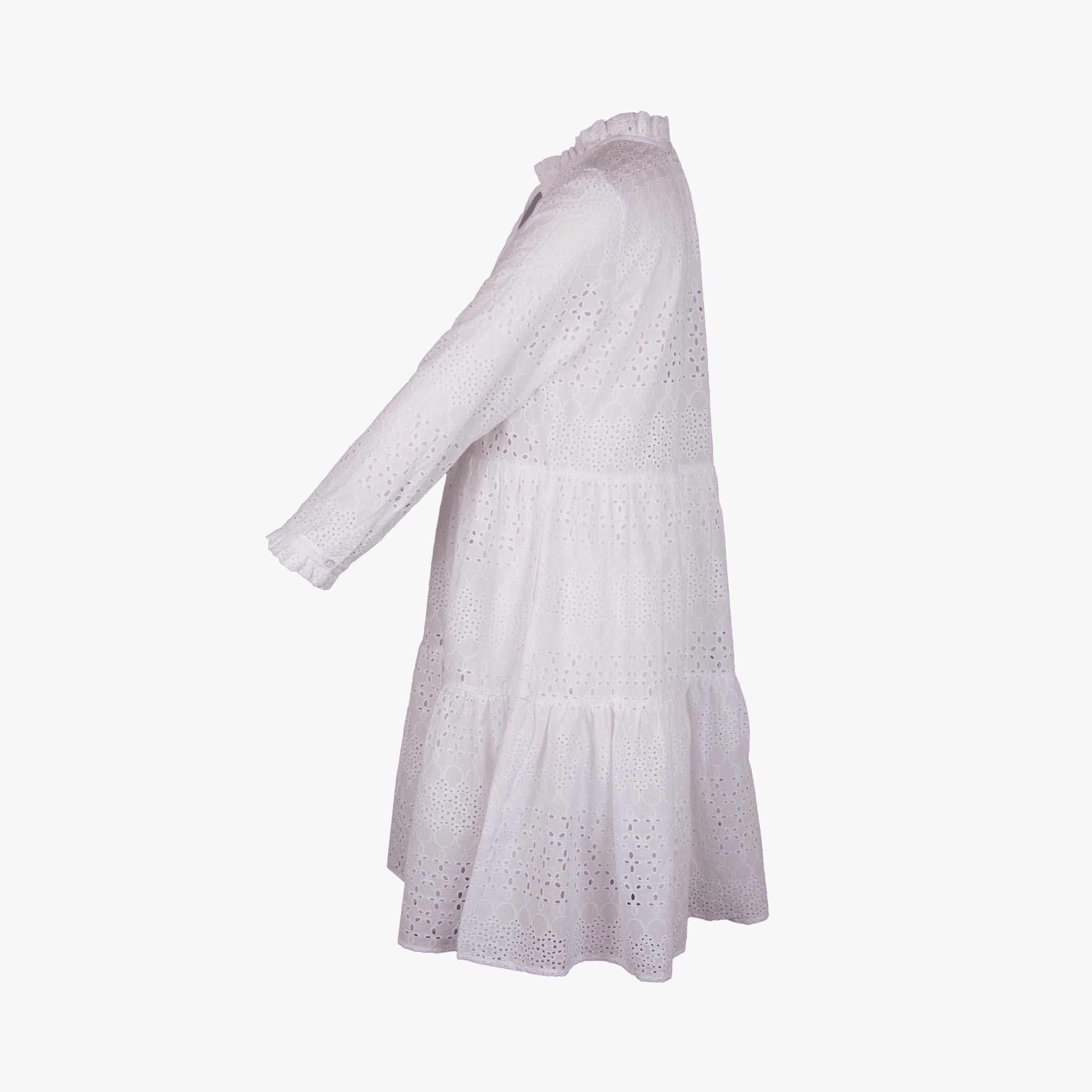 Italy Volantkleid Broderie | weiß
