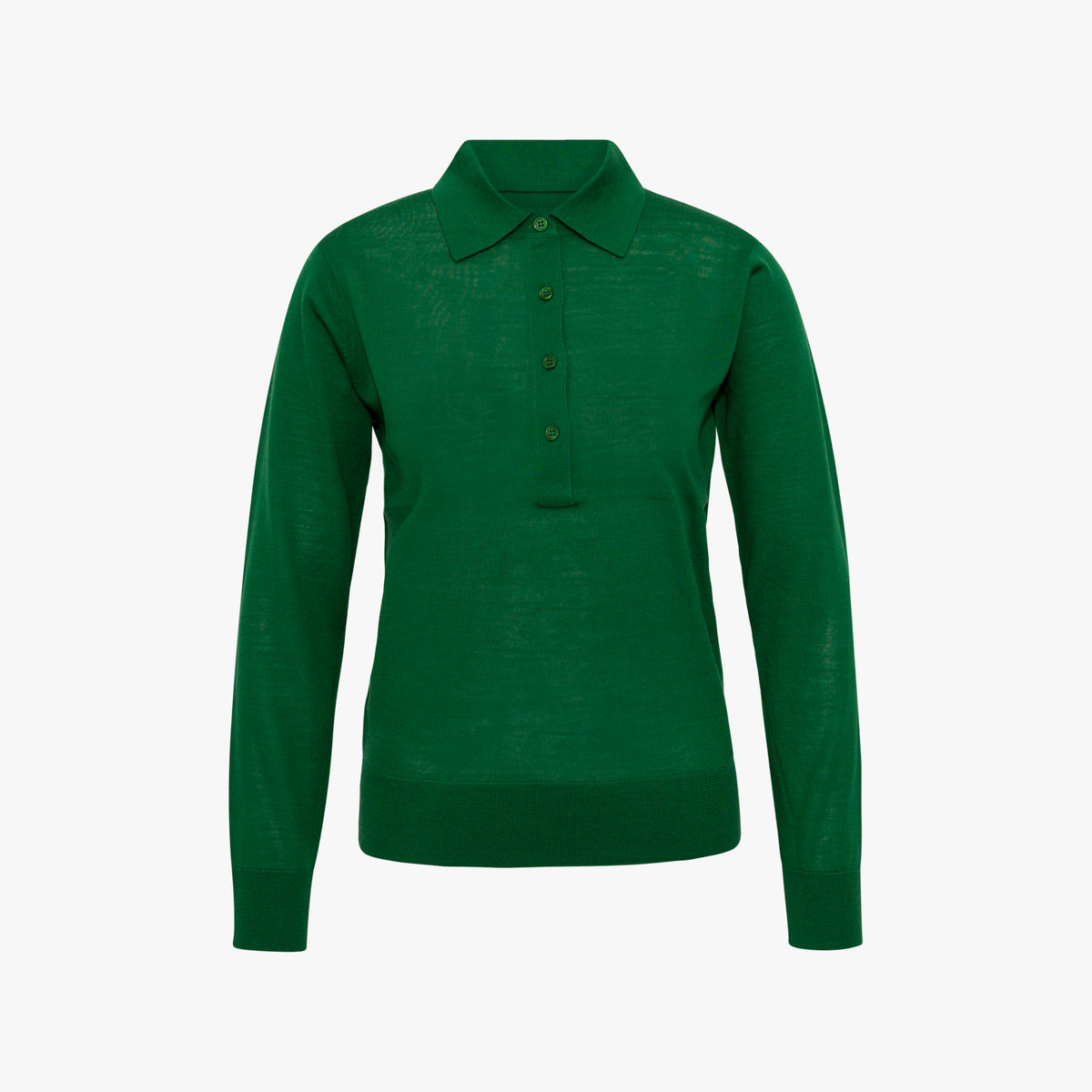 Polo-Pullover Feinstrick | grün