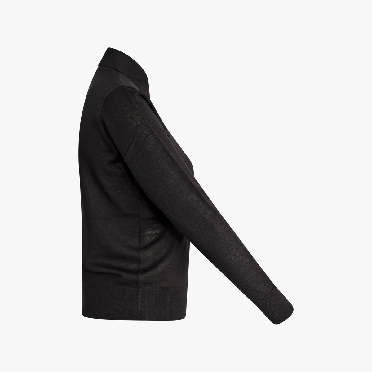 Polo-Pullover Feinstrick | schwarz