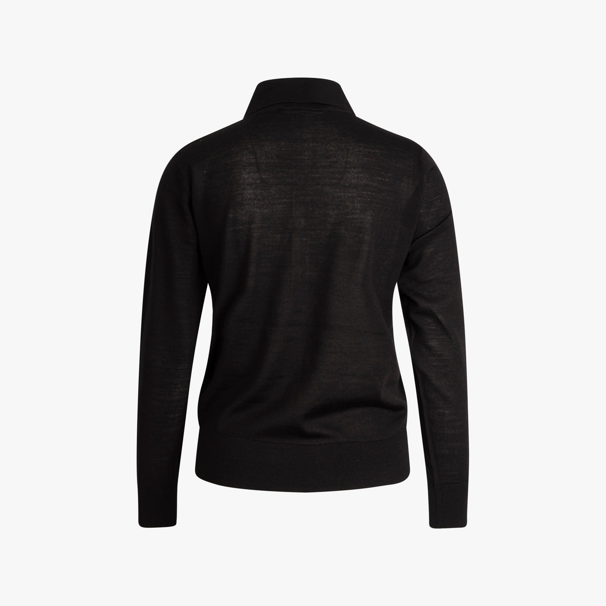 Polo-Pullover Feinstrick | schwarz