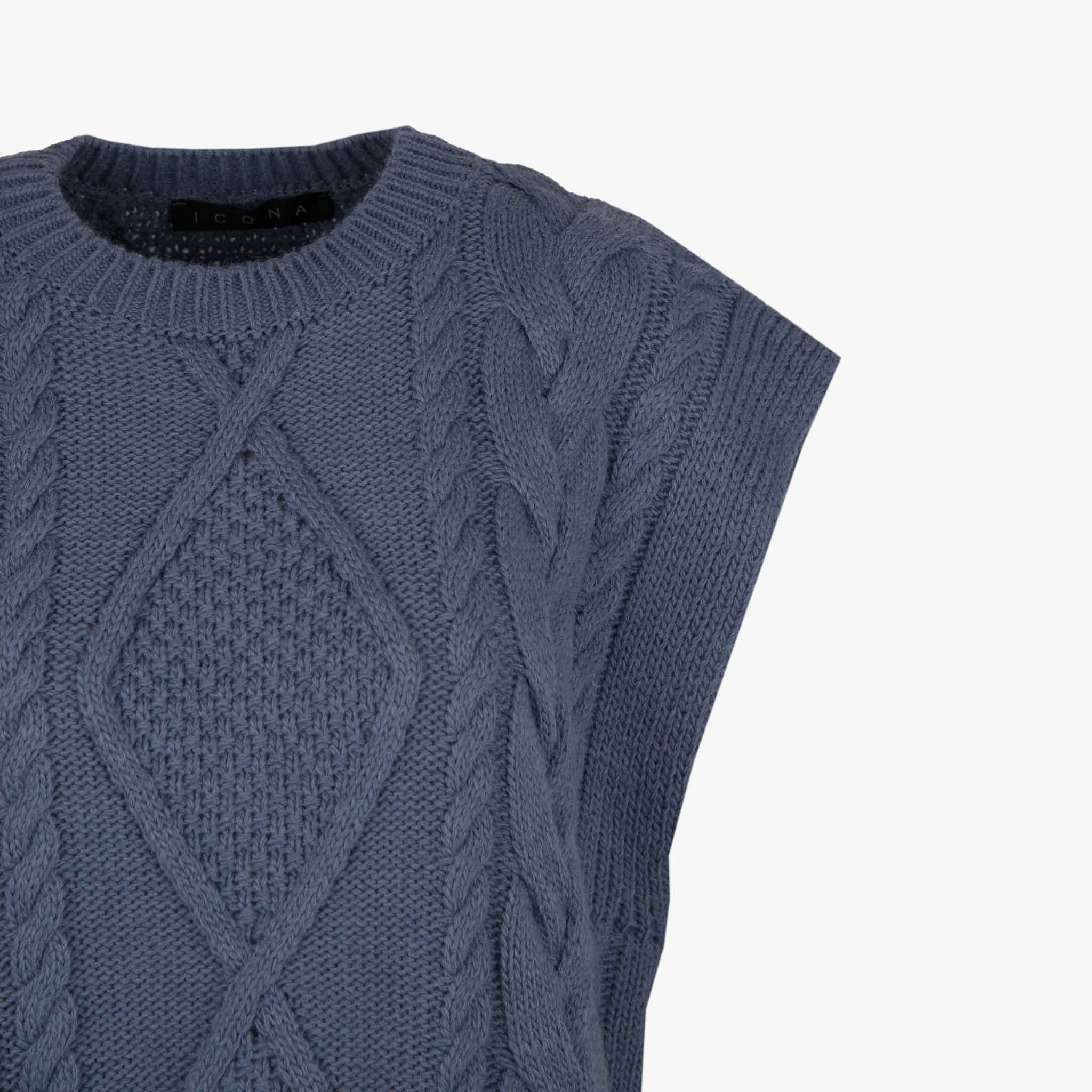 Kaos Pullunder Zopfmuster | blau