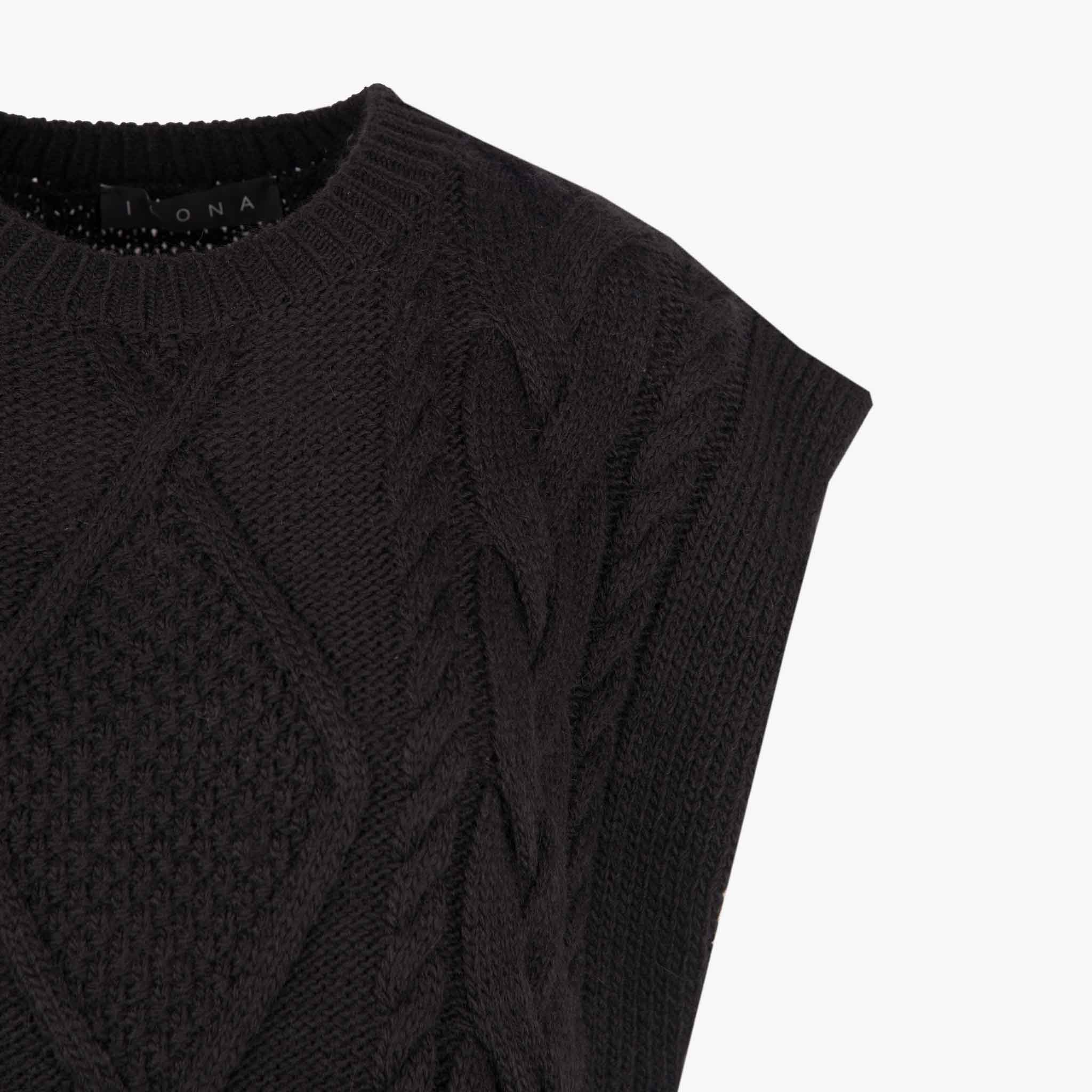 Kaos Pullunder Zopfmuster | schwarz